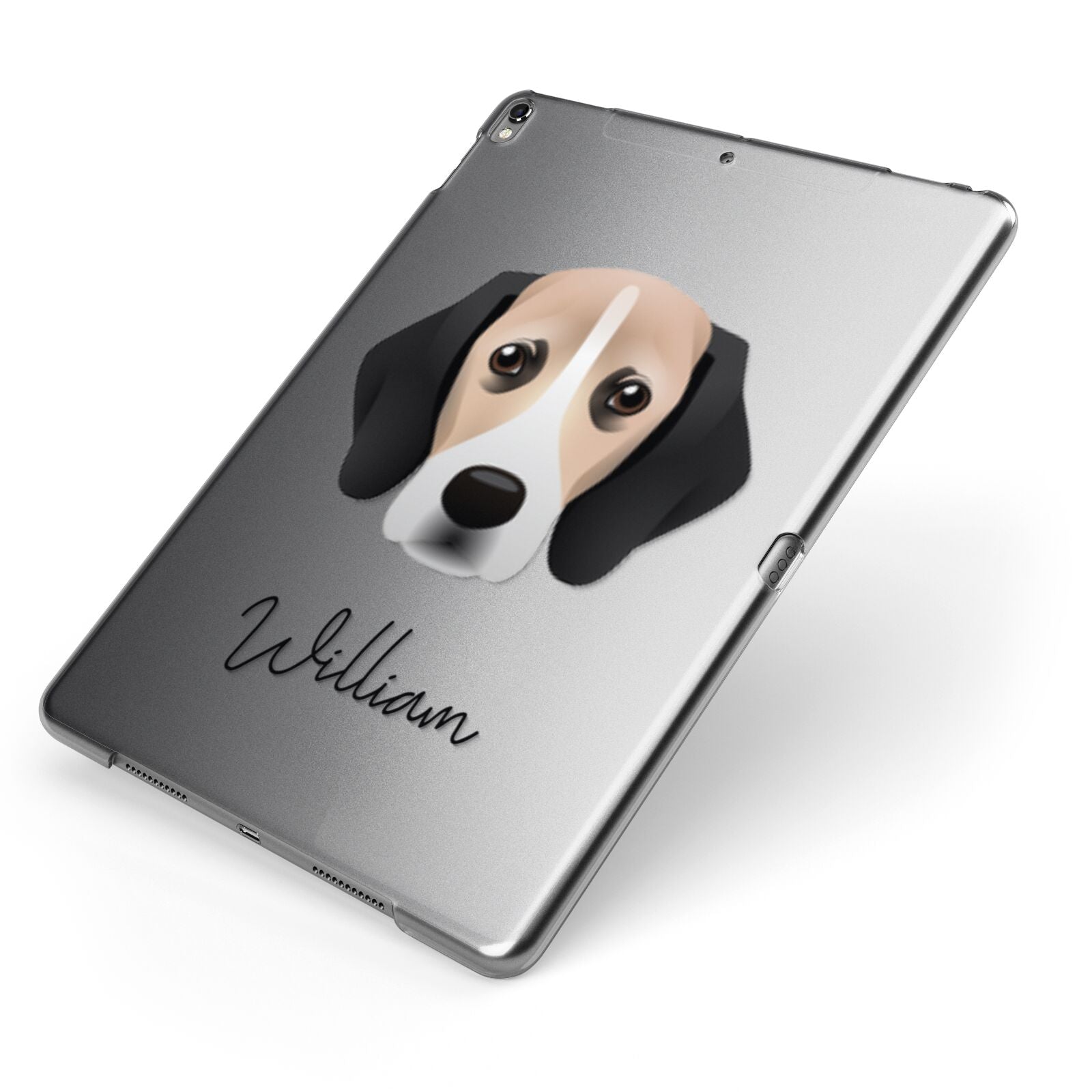 Bassugg Personalised Apple iPad Case on Grey iPad Side View