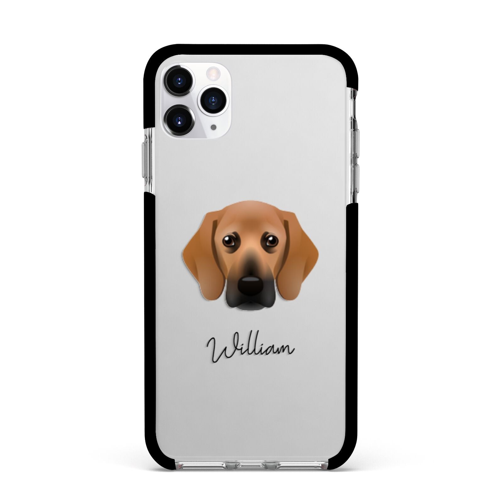 Bassugg Personalised Apple iPhone 11 Pro Max in Silver with Black Impact Case