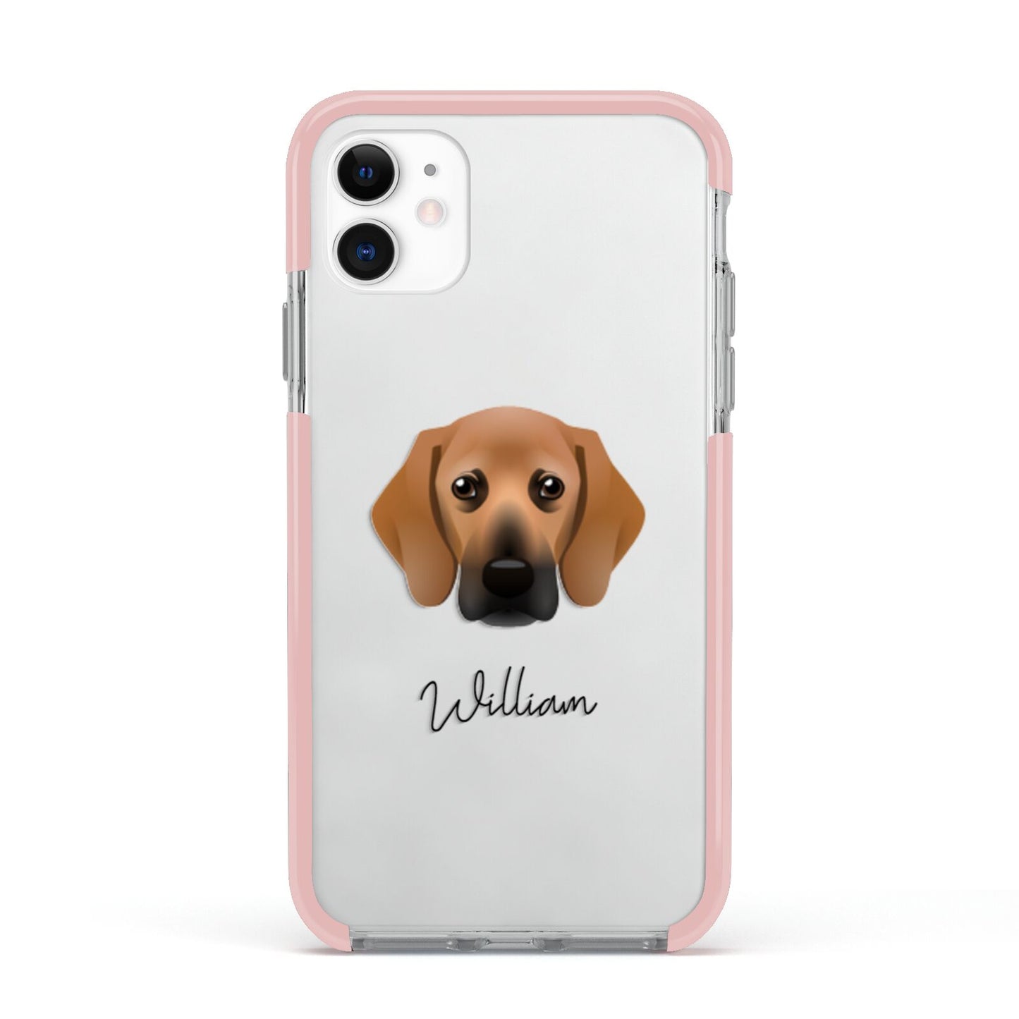 Bassugg Personalised Apple iPhone 11 in White with Pink Impact Case