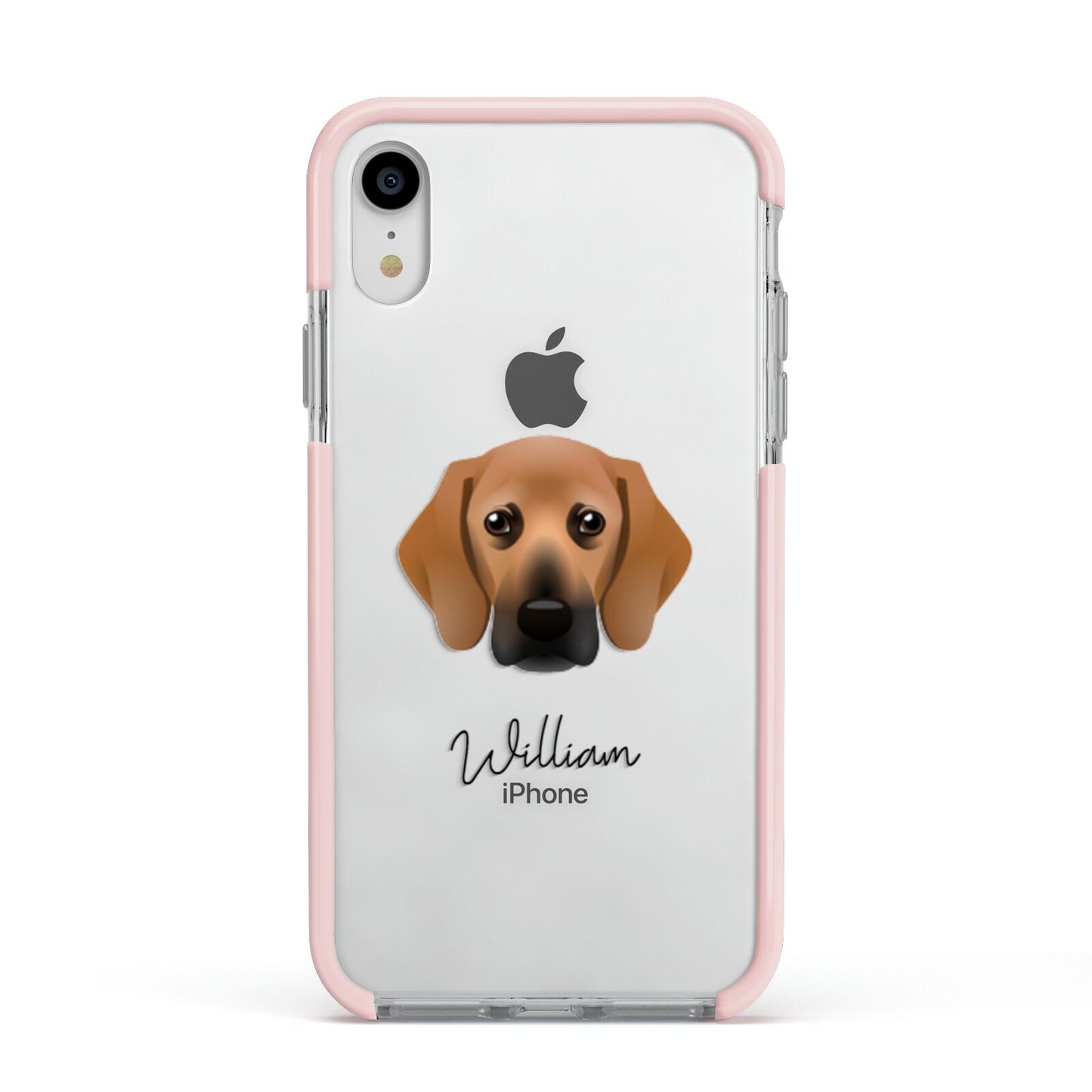 Bassugg Personalised Apple iPhone XR Impact Case Pink Edge on Silver Phone