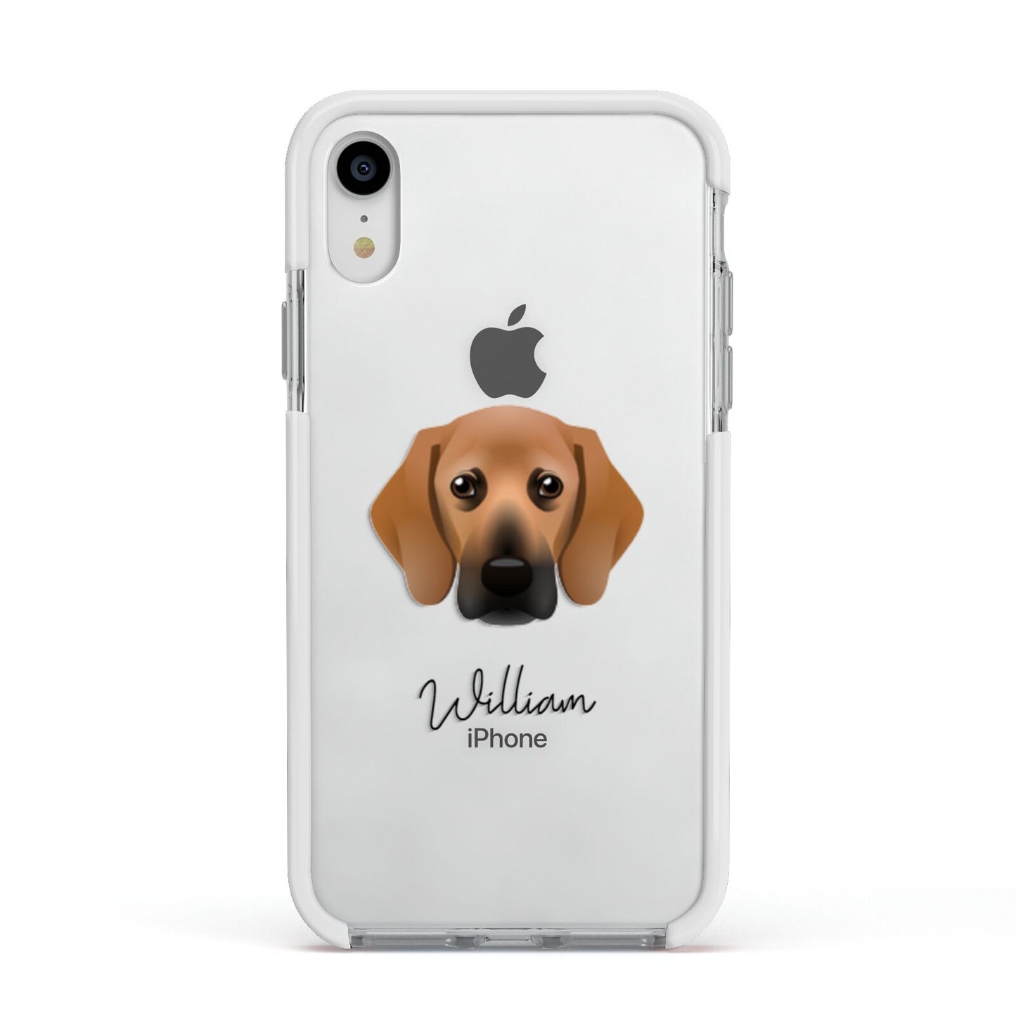 Bassugg Personalised Apple iPhone XR Impact Case White Edge on Silver Phone