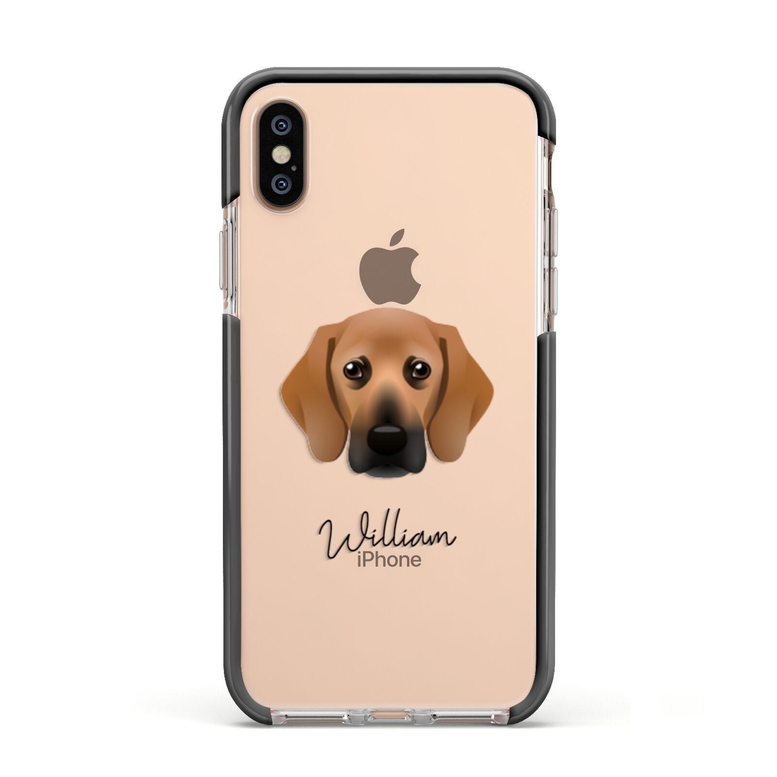 Bassugg Personalised Apple iPhone Xs Impact Case Black Edge on Gold Phone