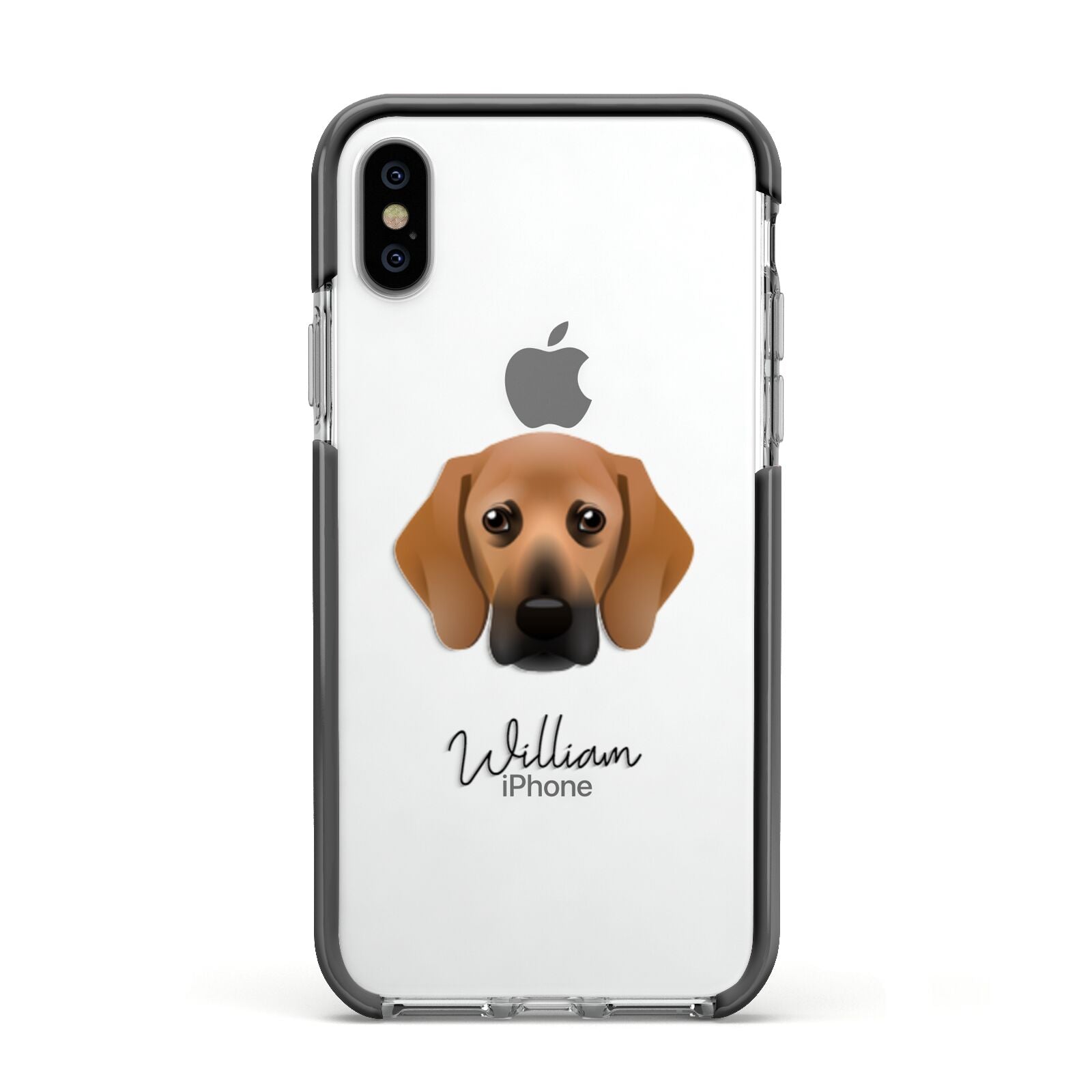 Bassugg Personalised Apple iPhone Xs Impact Case Black Edge on Silver Phone