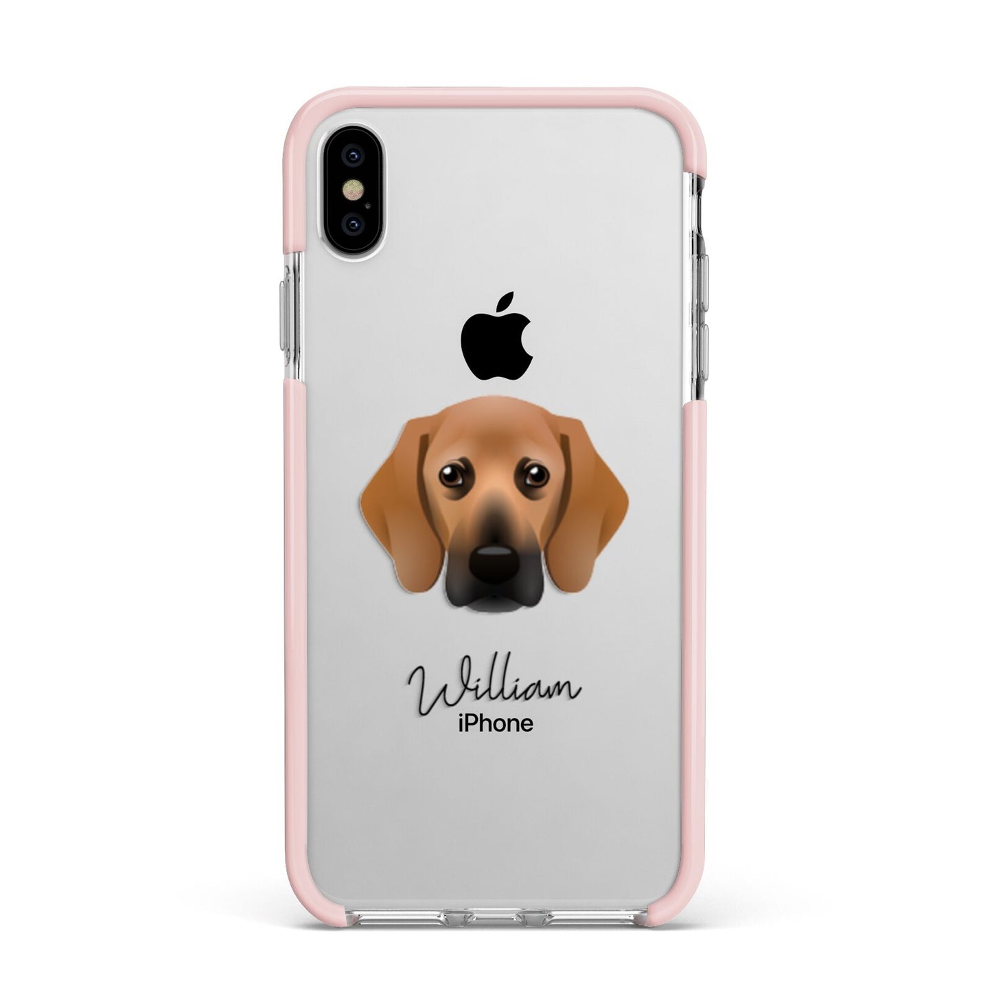 Bassugg Personalised Apple iPhone Xs Max Impact Case Pink Edge on Silver Phone