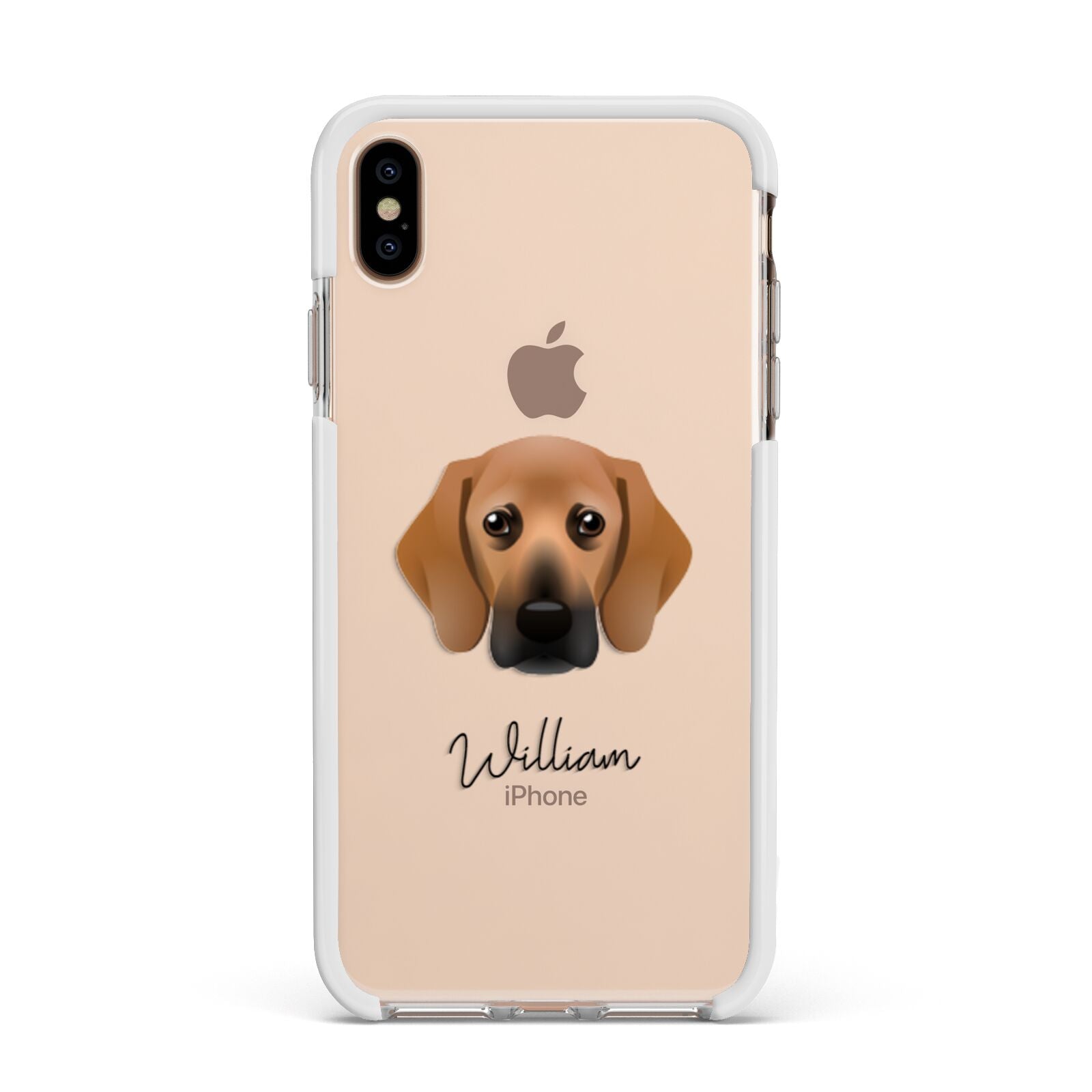Bassugg Personalised Apple iPhone Xs Max Impact Case White Edge on Gold Phone