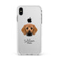 Bassugg Personalised Apple iPhone Xs Max Impact Case White Edge on Silver Phone