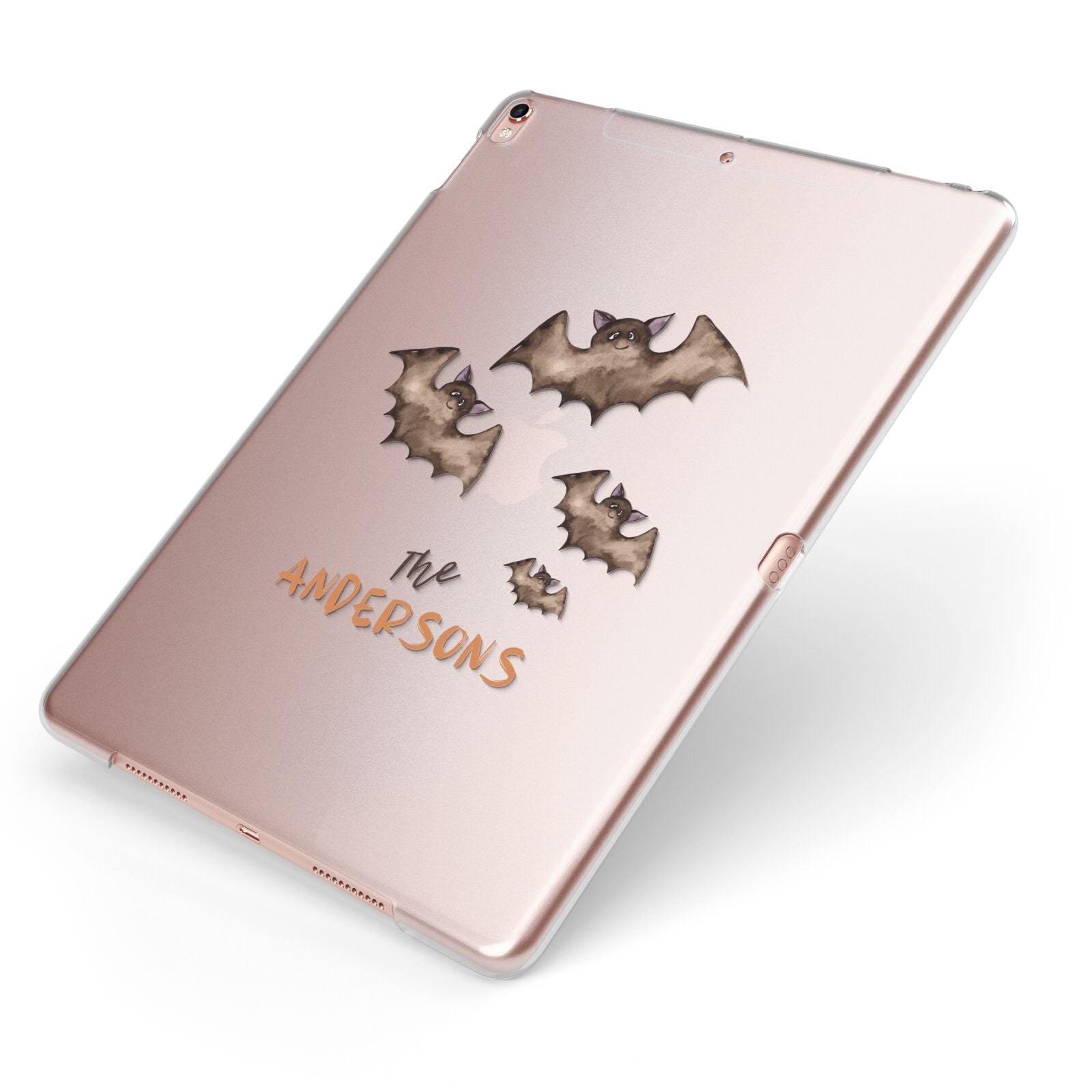 Bat Family Personalised Apple iPad Case on Rose Gold iPad Side View