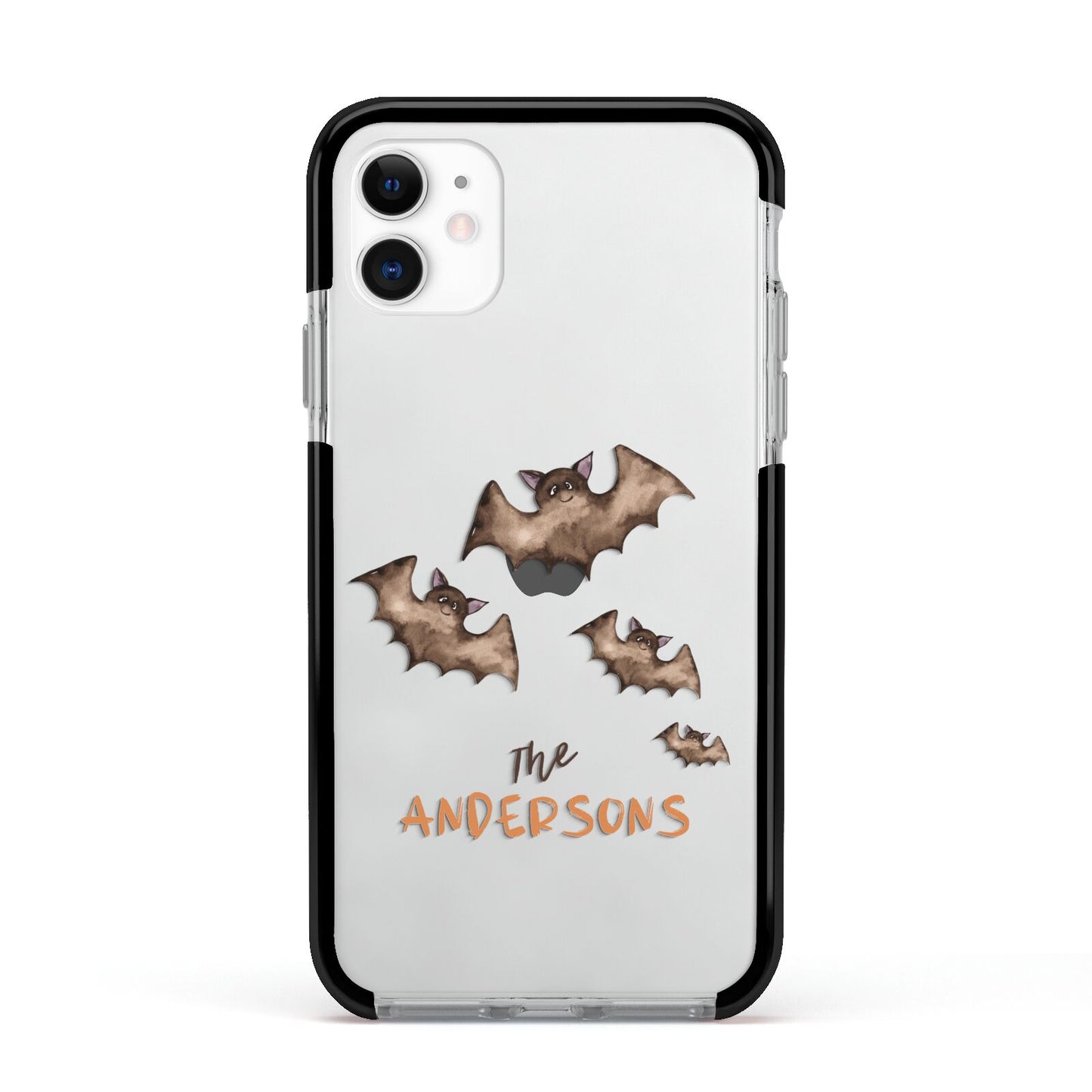 Bat Family Personalised Apple iPhone 11 in White with Black Impact Case