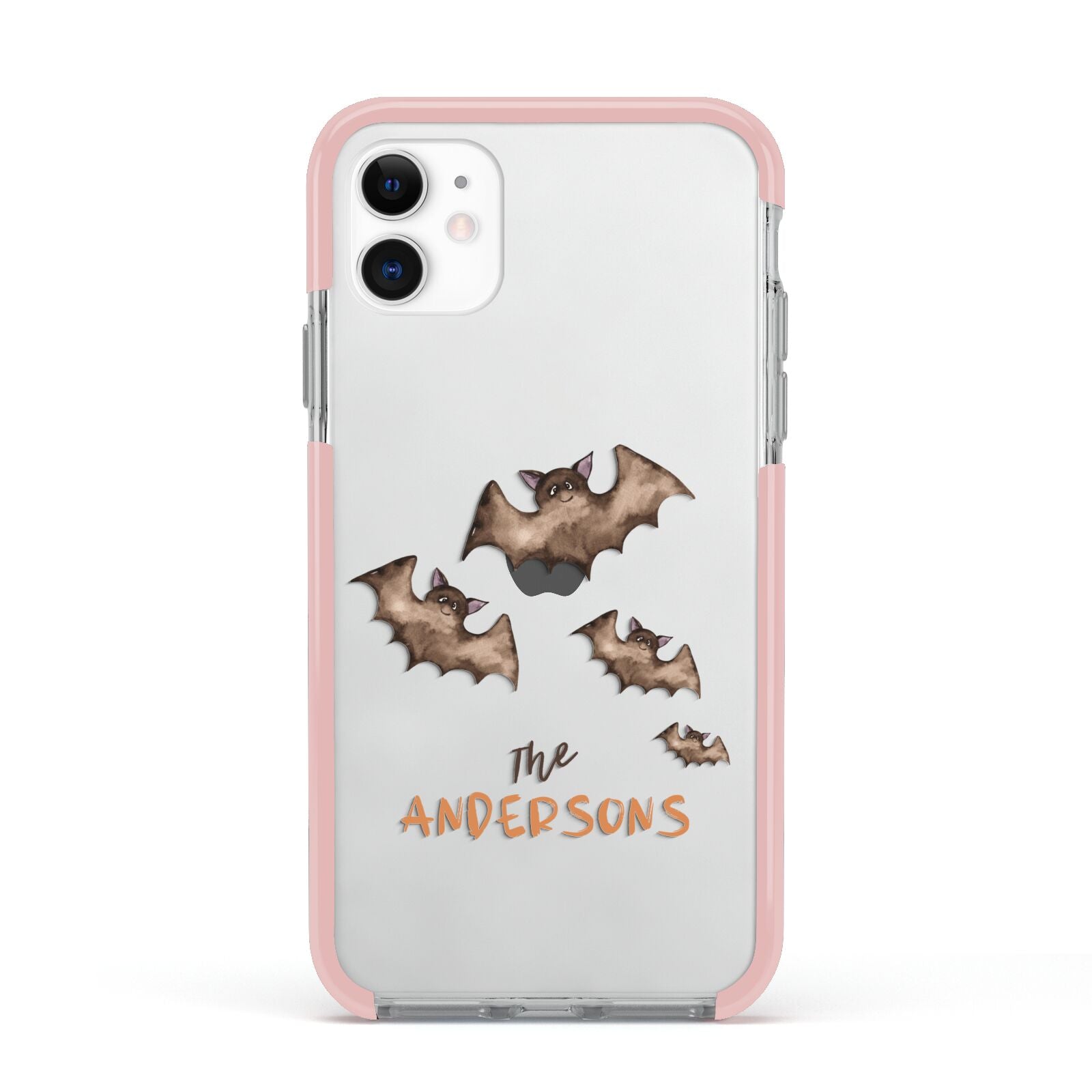 Bat Family Personalised Apple iPhone 11 in White with Pink Impact Case