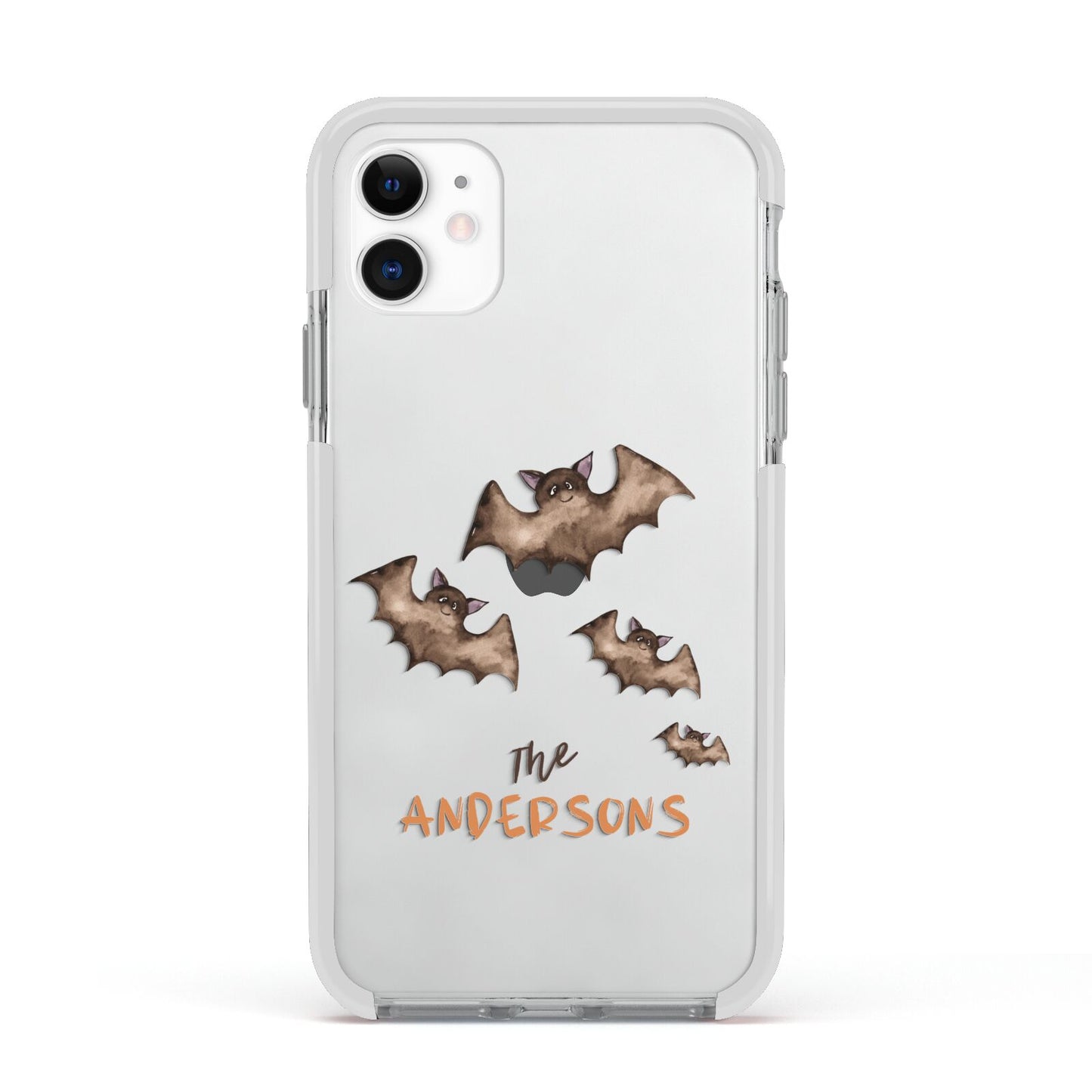 Bat Family Personalised Apple iPhone 11 in White with White Impact Case