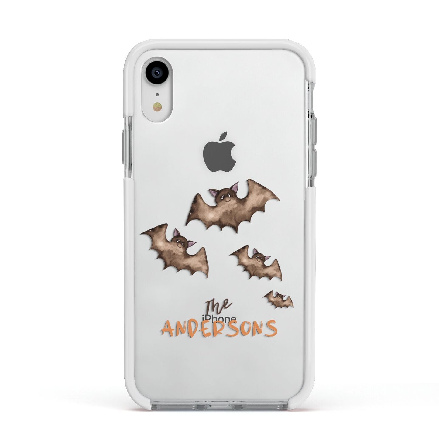Bat Family Personalised Apple iPhone XR Impact Case White Edge on Silver Phone