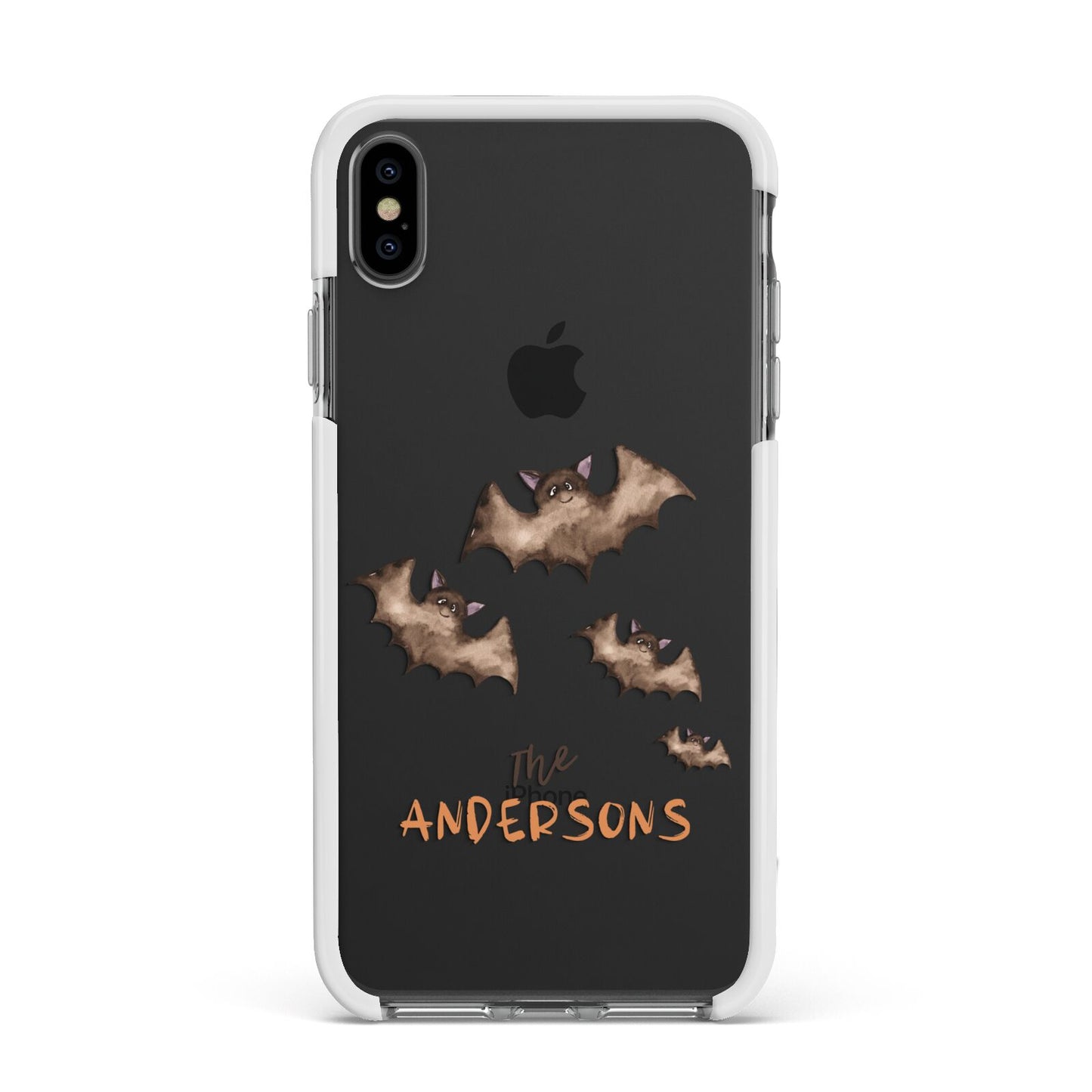 Bat Family Personalised Apple iPhone Xs Max Impact Case White Edge on Black Phone