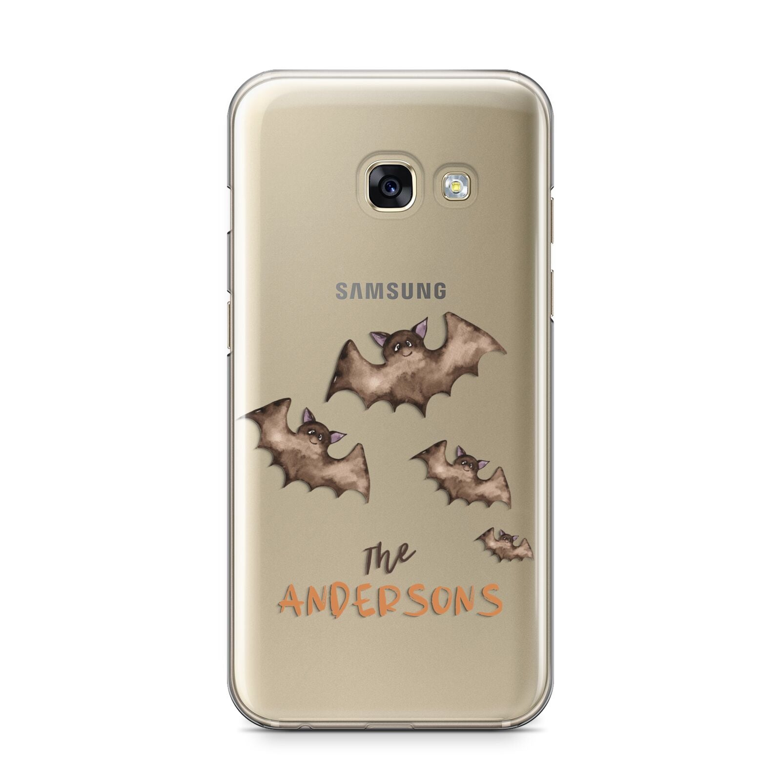 Bat Family Personalised Samsung Galaxy A3 2017 Case on gold phone