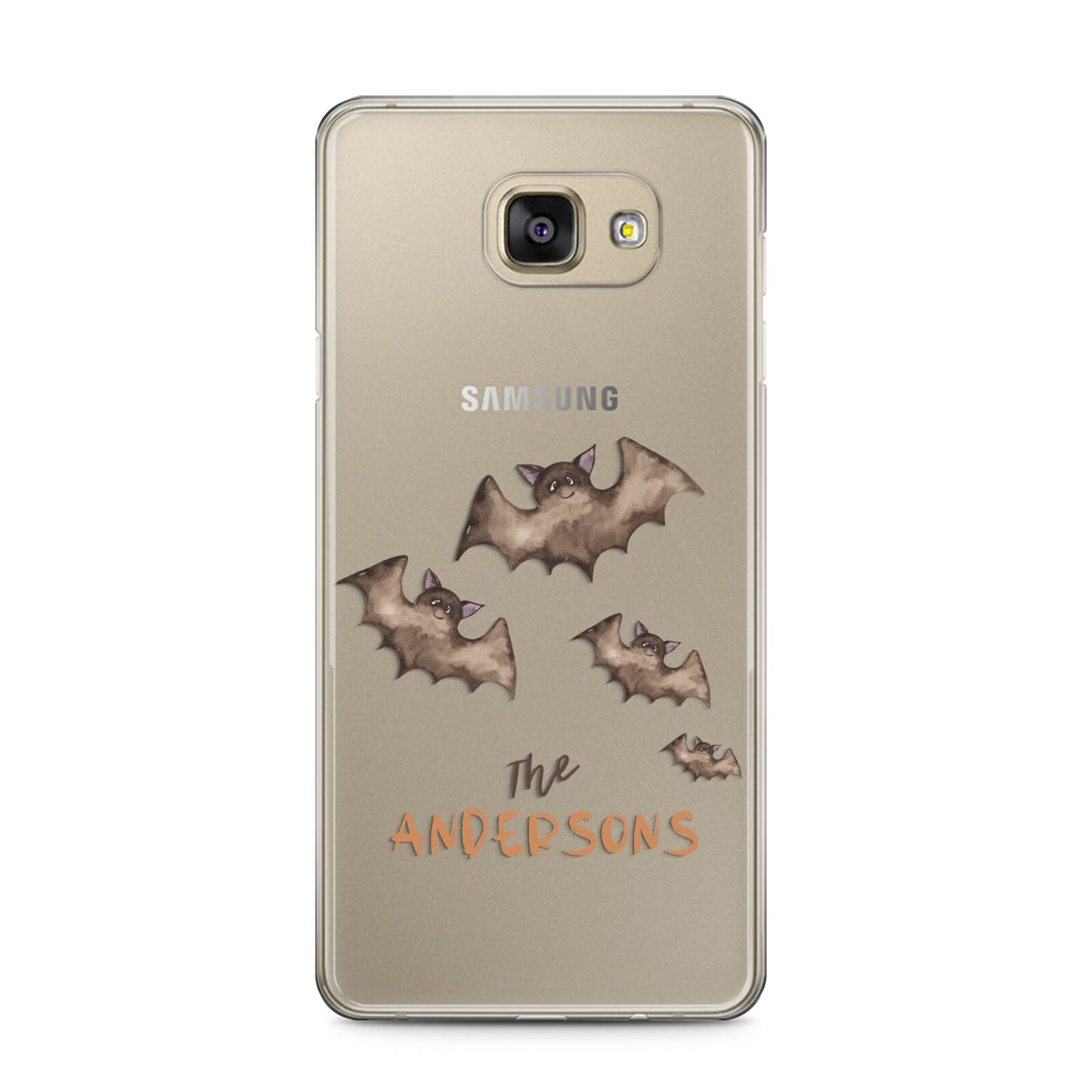 Bat Family Personalised Samsung Galaxy A5 2016 Case on gold phone