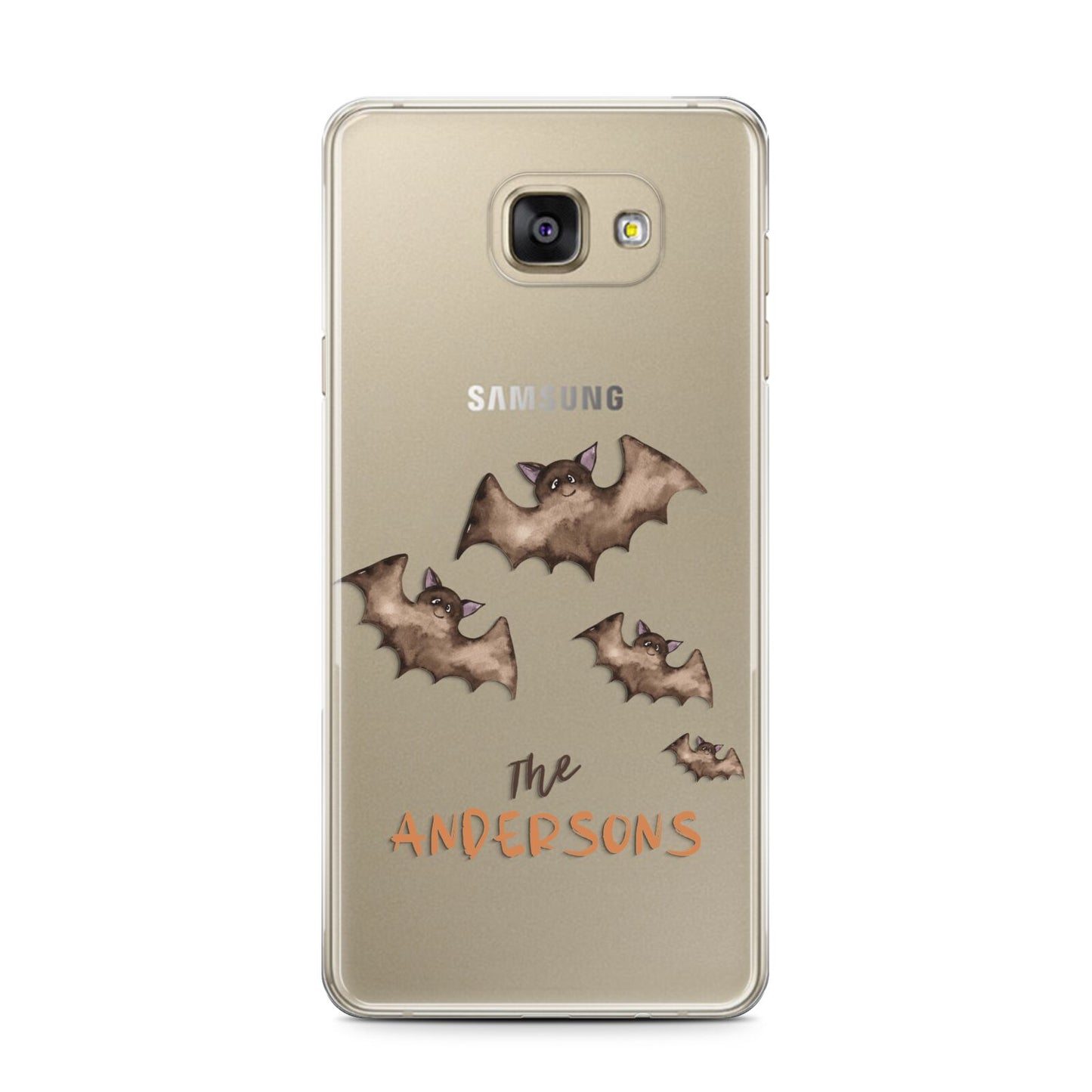 Bat Family Personalised Samsung Galaxy A7 2016 Case on gold phone
