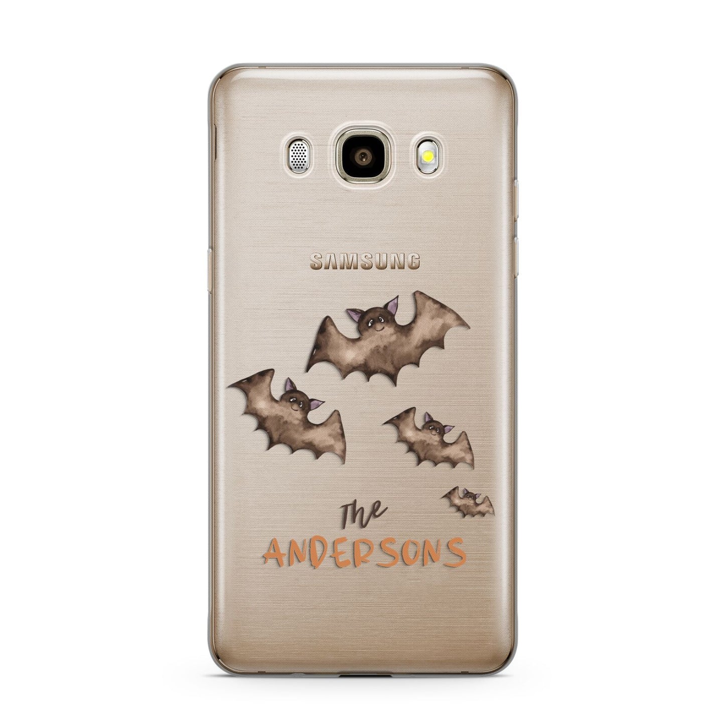 Bat Family Personalised Samsung Galaxy J7 2016 Case on gold phone
