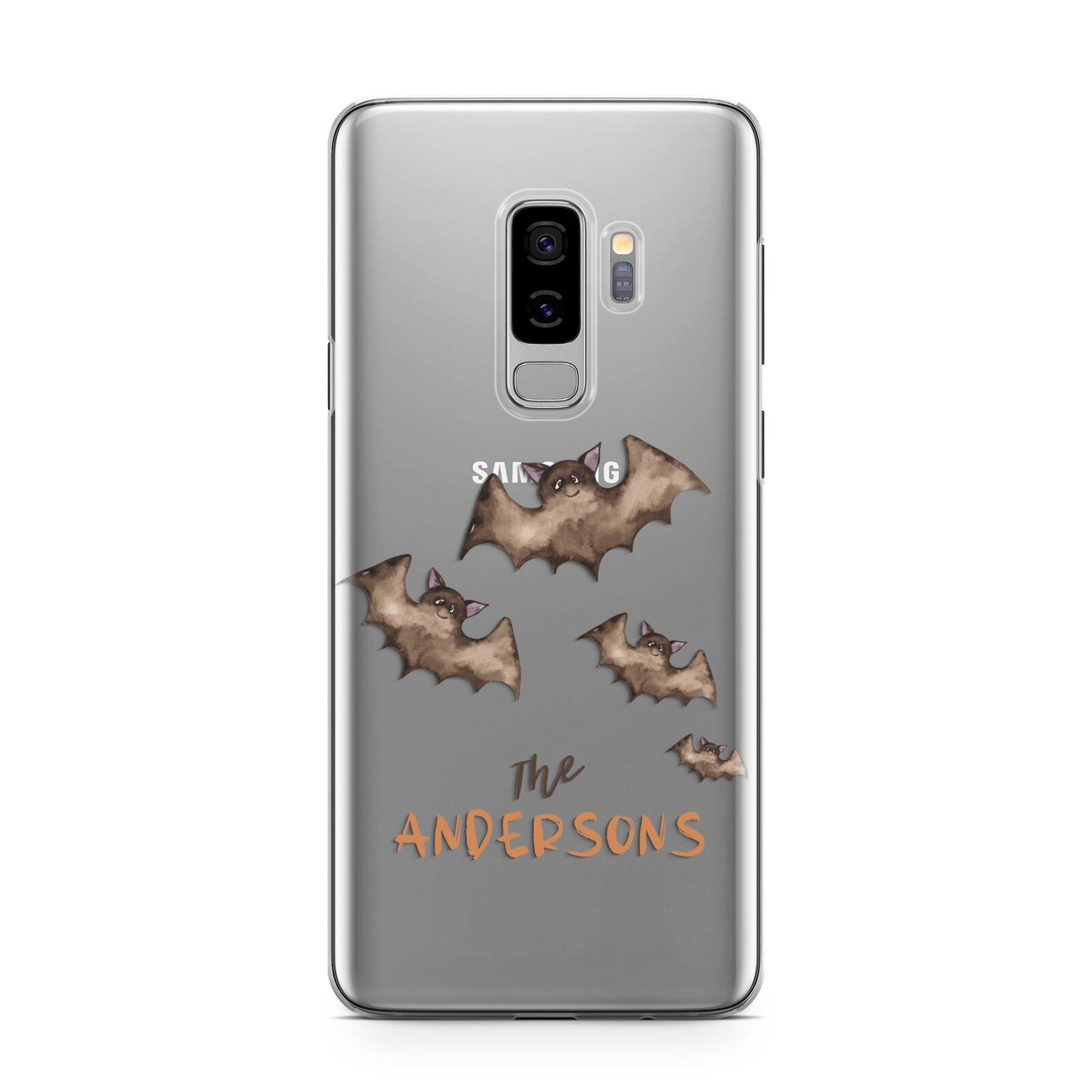 Bat Family Personalised Samsung Galaxy S9 Plus Case on Silver phone