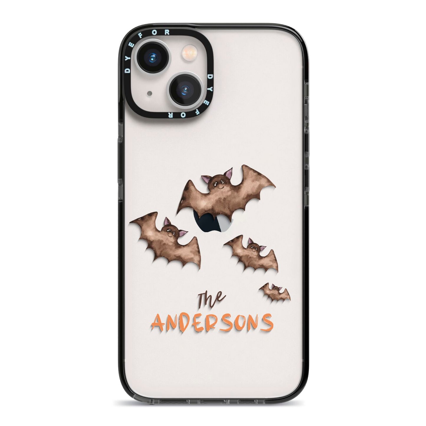 Bat Family Personalised iPhone 13 Black Impact Case on Silver phone