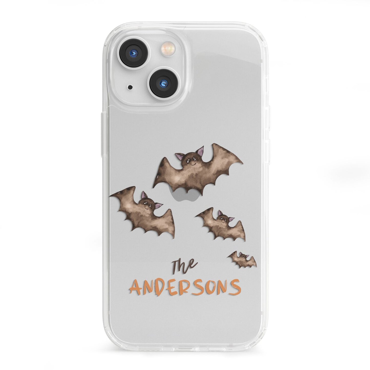 Bat Family Personalised iPhone 13 Mini Clear Bumper Case