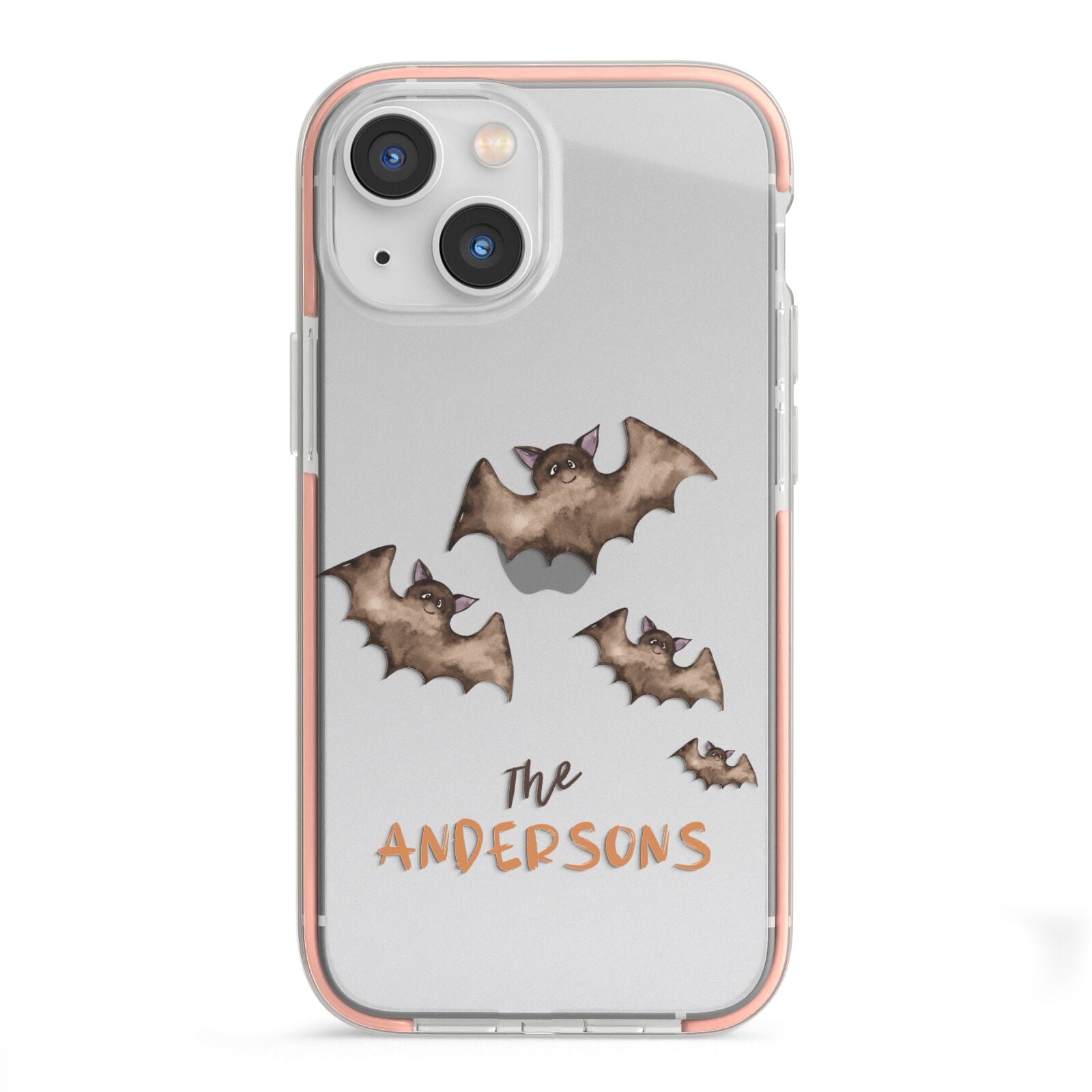 Bat Family Personalised iPhone 13 Mini TPU Impact Case with Pink Edges