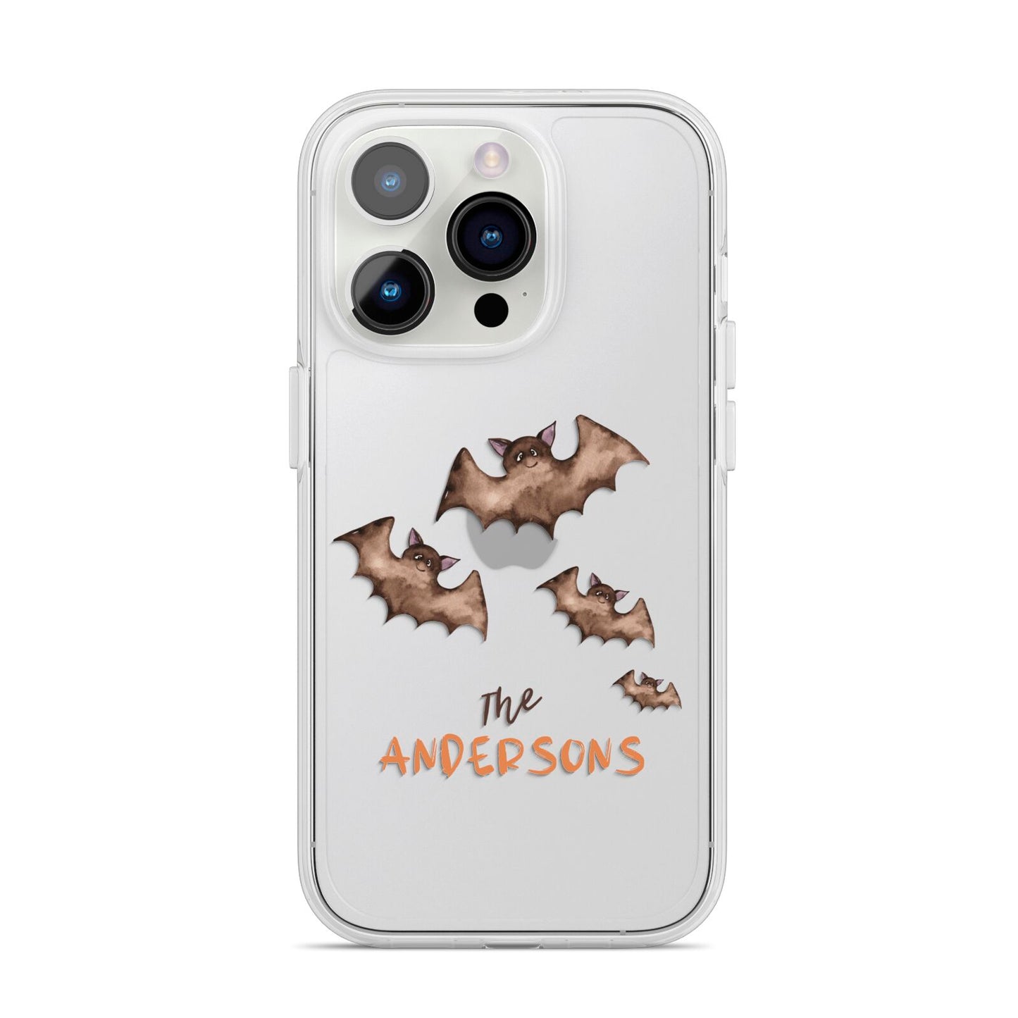 Bat Family Personalised iPhone 14 Pro Clear Tough Case Silver
