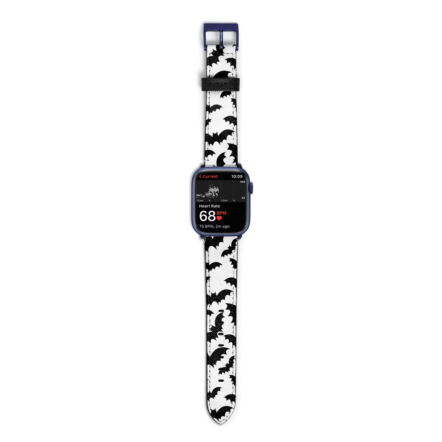 Bat Halloween Print Apple Watch Strap Size 38mm with Blue Hardware
