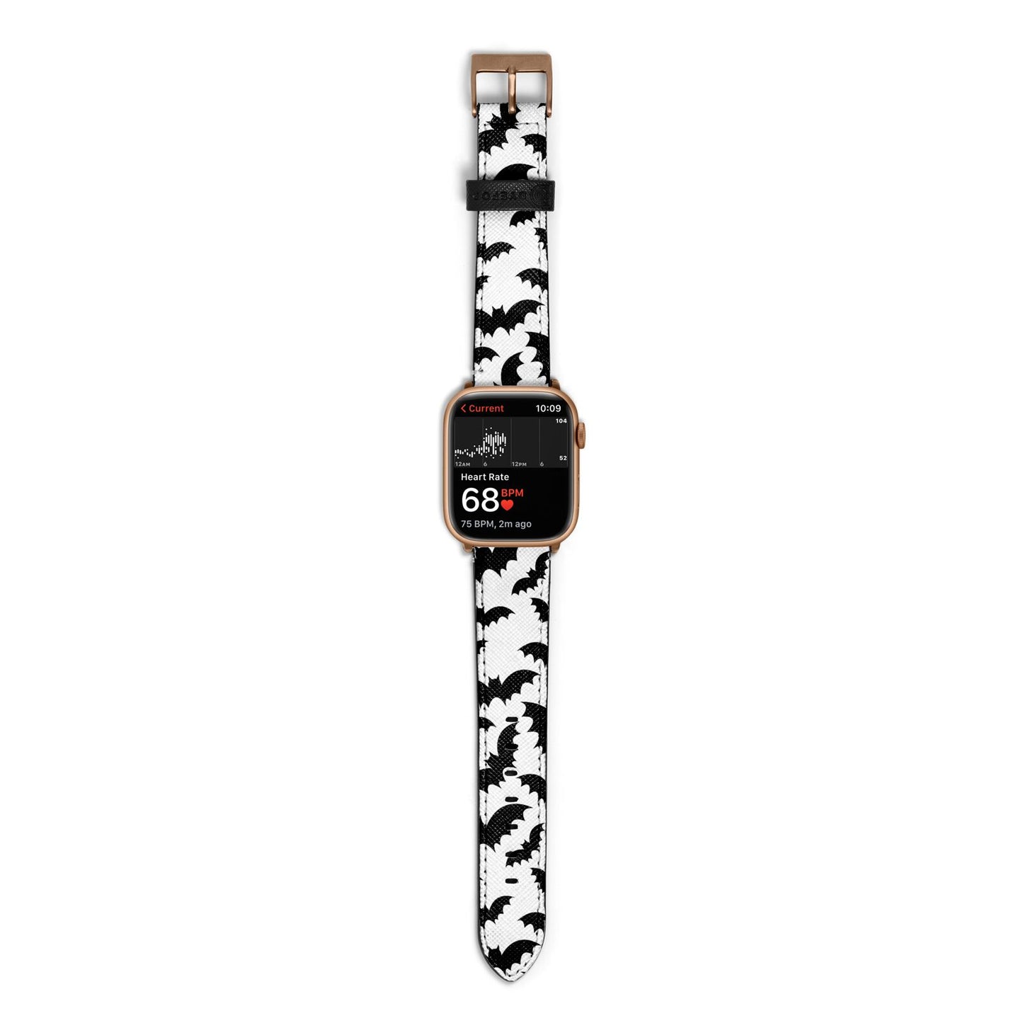 Bat Halloween Print Apple Watch Strap Size 38mm with Gold Hardware