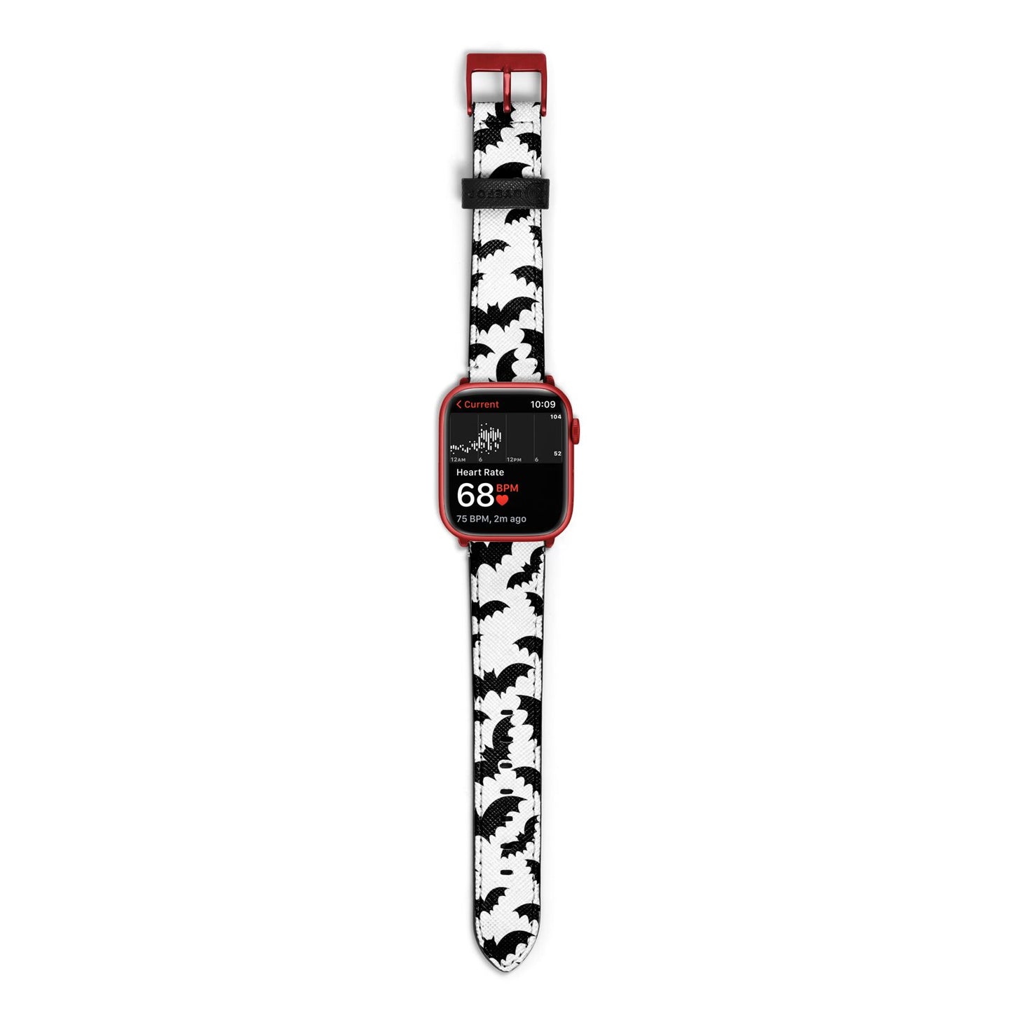 Bat Halloween Print Apple Watch Strap Size 38mm with Red Hardware