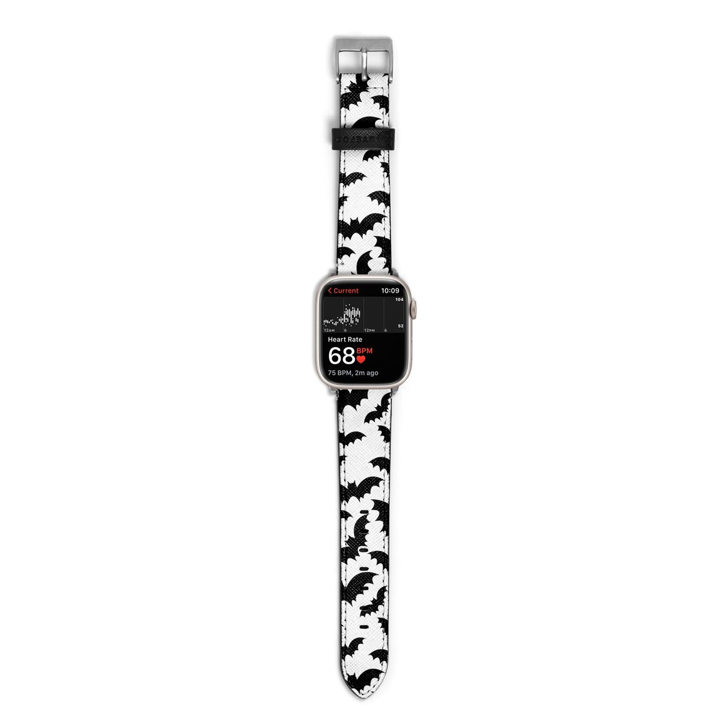 Bat Halloween Print Apple Watch Strap Size 38mm with Silver Hardware
