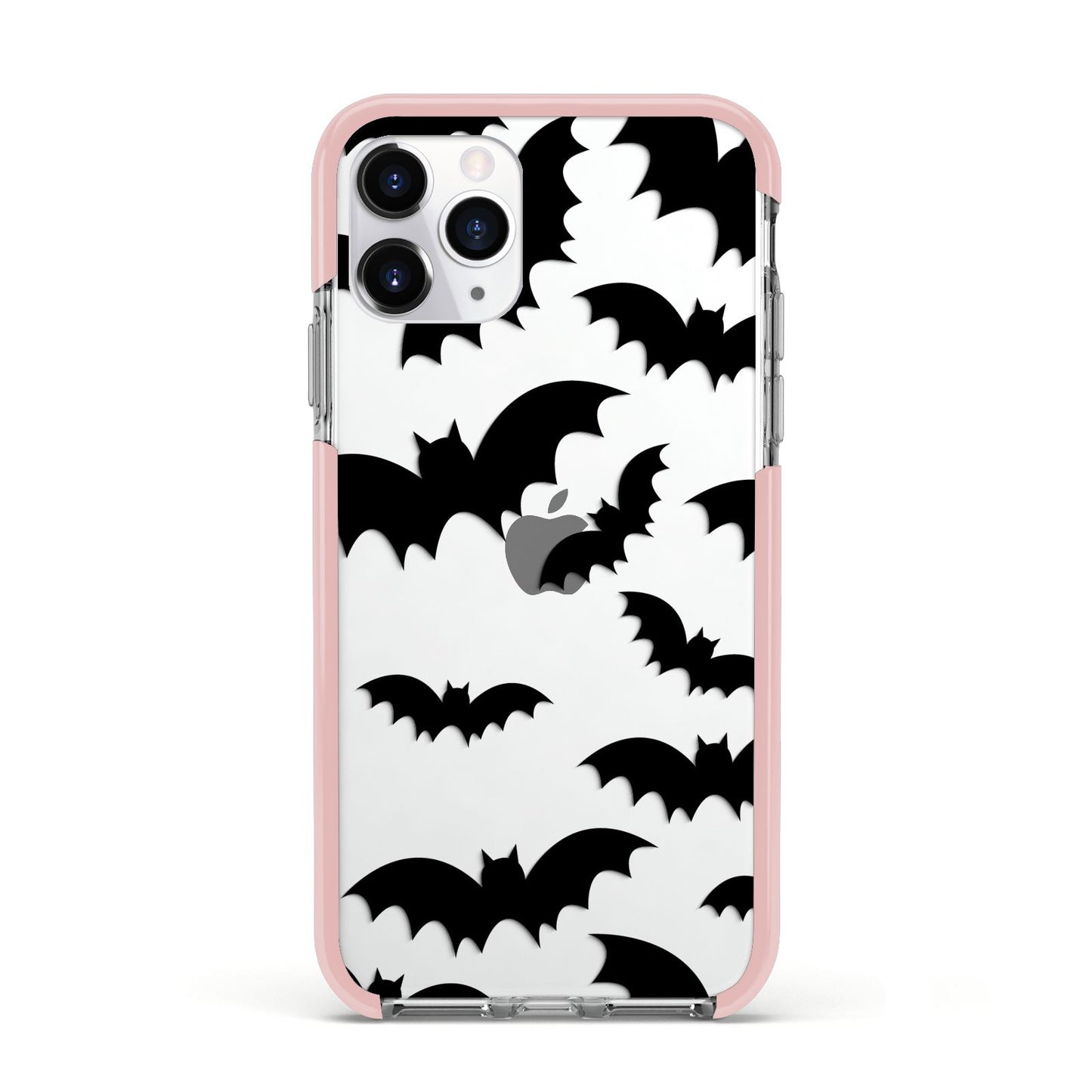 Bat Halloween Print Apple iPhone 11 Pro in Silver with Pink Impact Case