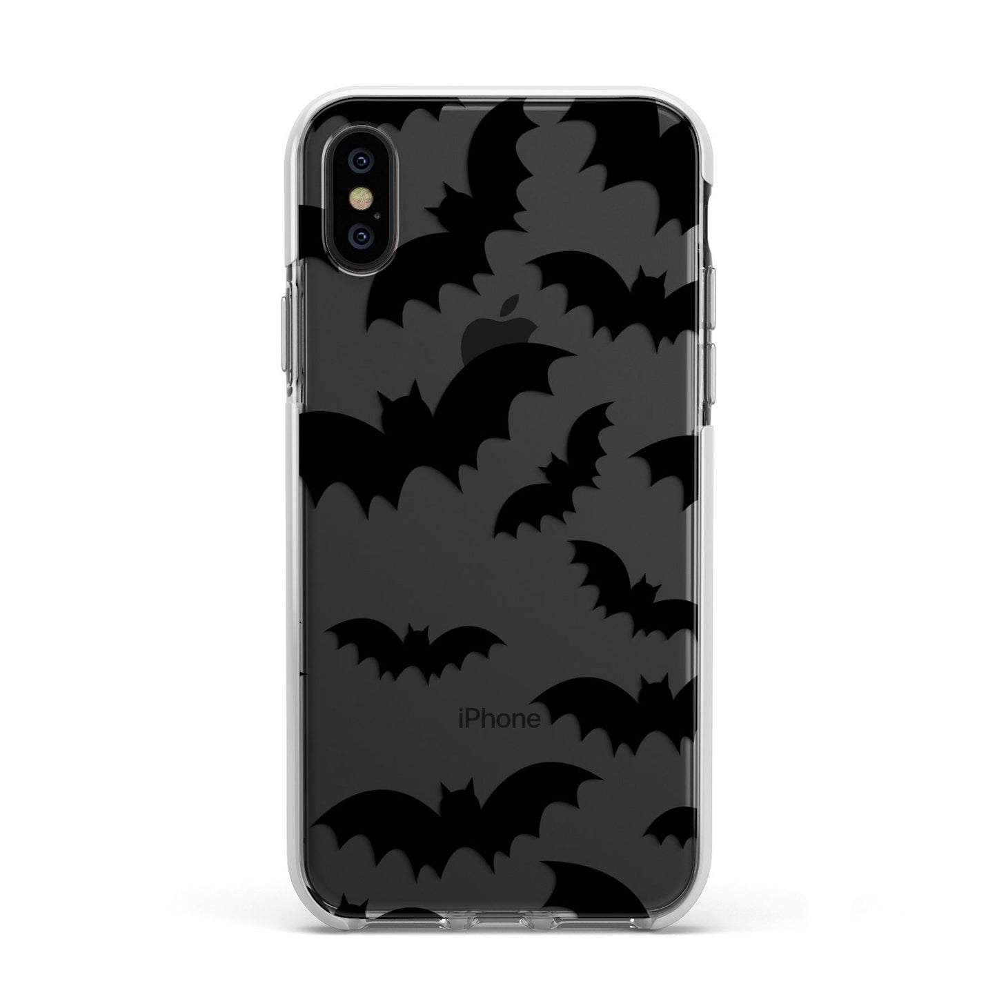 Bat Halloween Print Apple iPhone Xs Impact Case White Edge on Black Phone