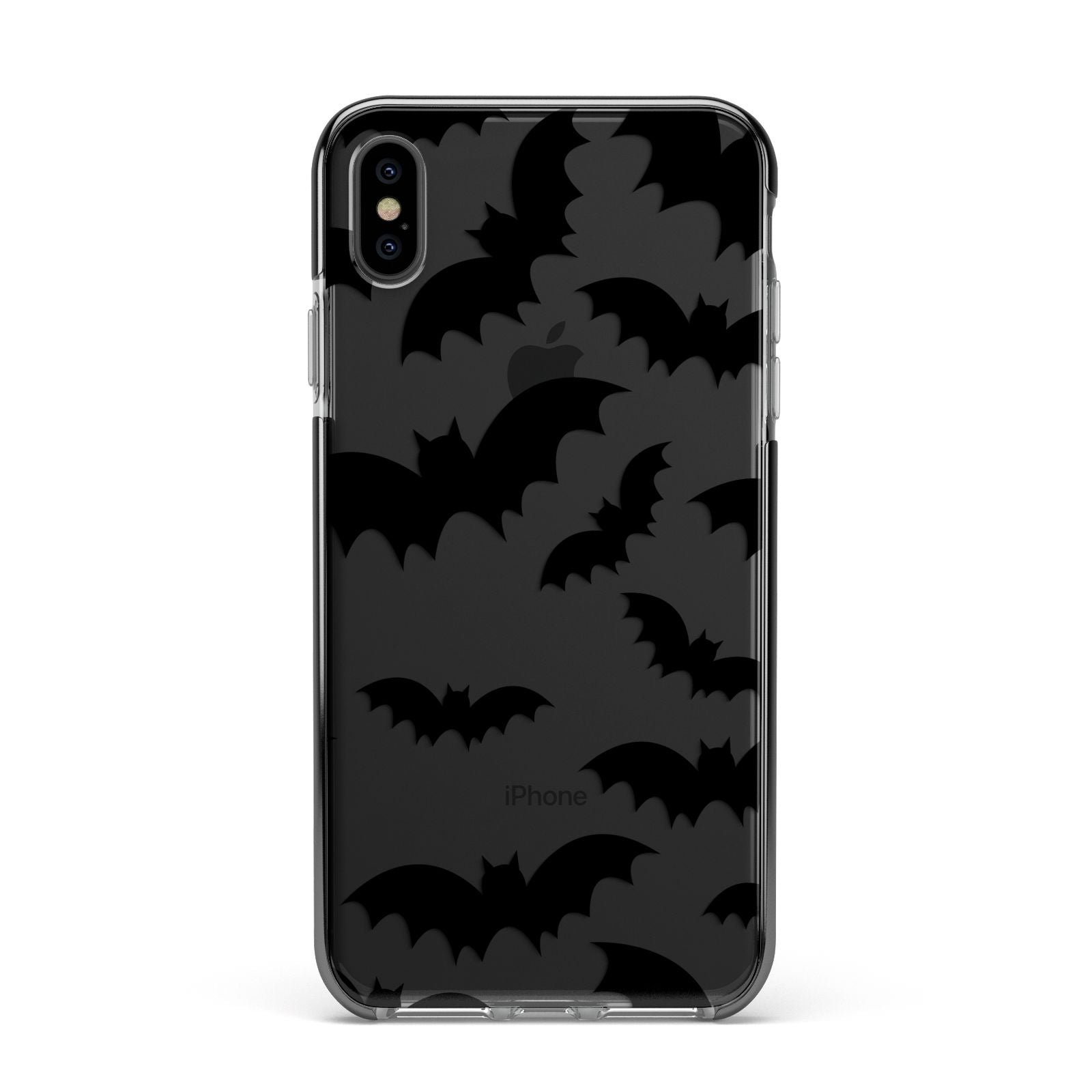 Bat Halloween Print Apple iPhone Xs Max Impact Case Black Edge on Black Phone