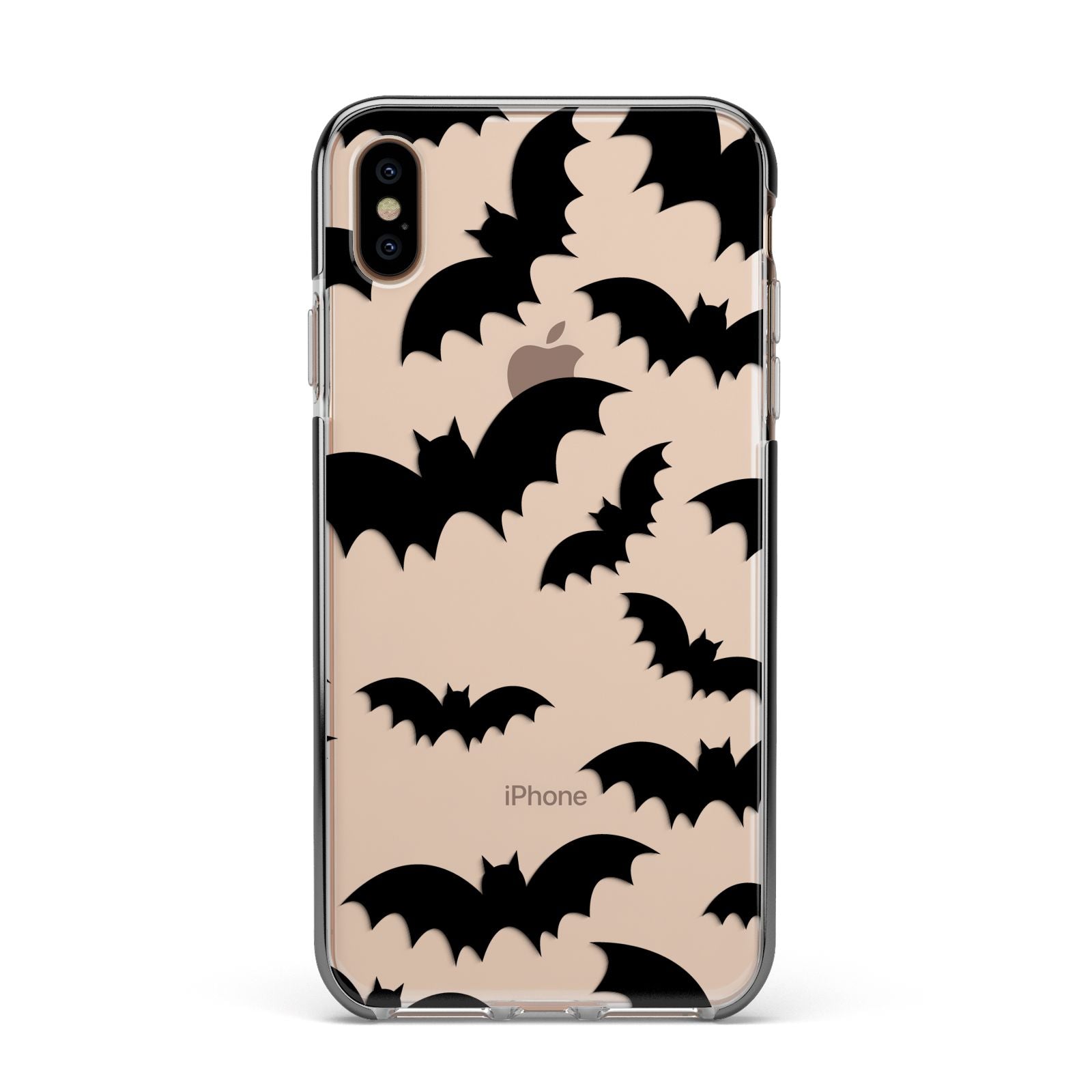 Bat Halloween Print Apple iPhone Xs Max Impact Case Black Edge on Gold Phone
