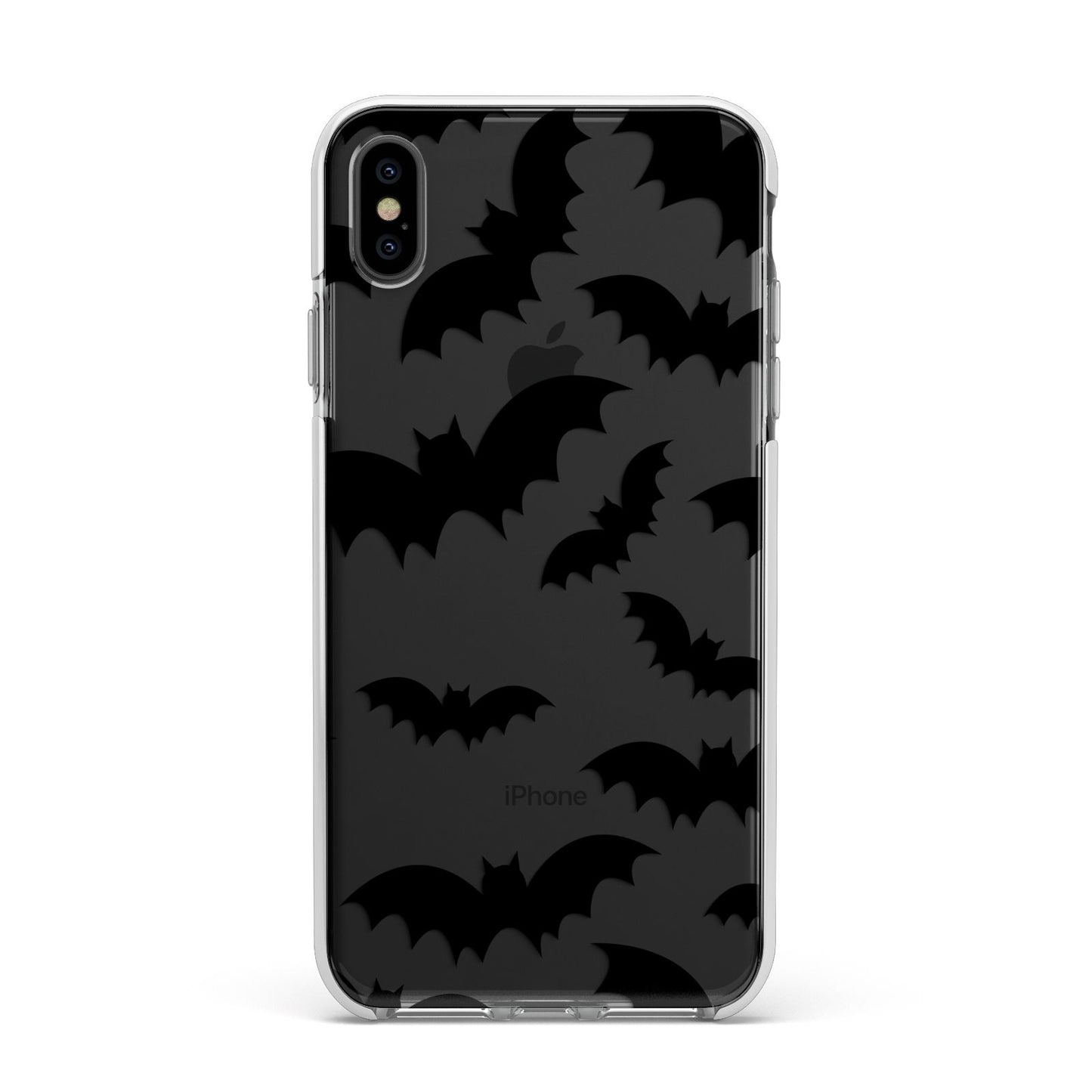 Bat Halloween Print Apple iPhone Xs Max Impact Case White Edge on Black Phone