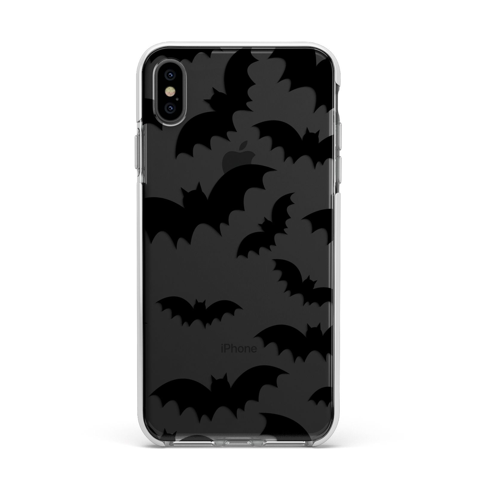 Bat Halloween Print Apple iPhone Xs Max Impact Case White Edge on Black Phone