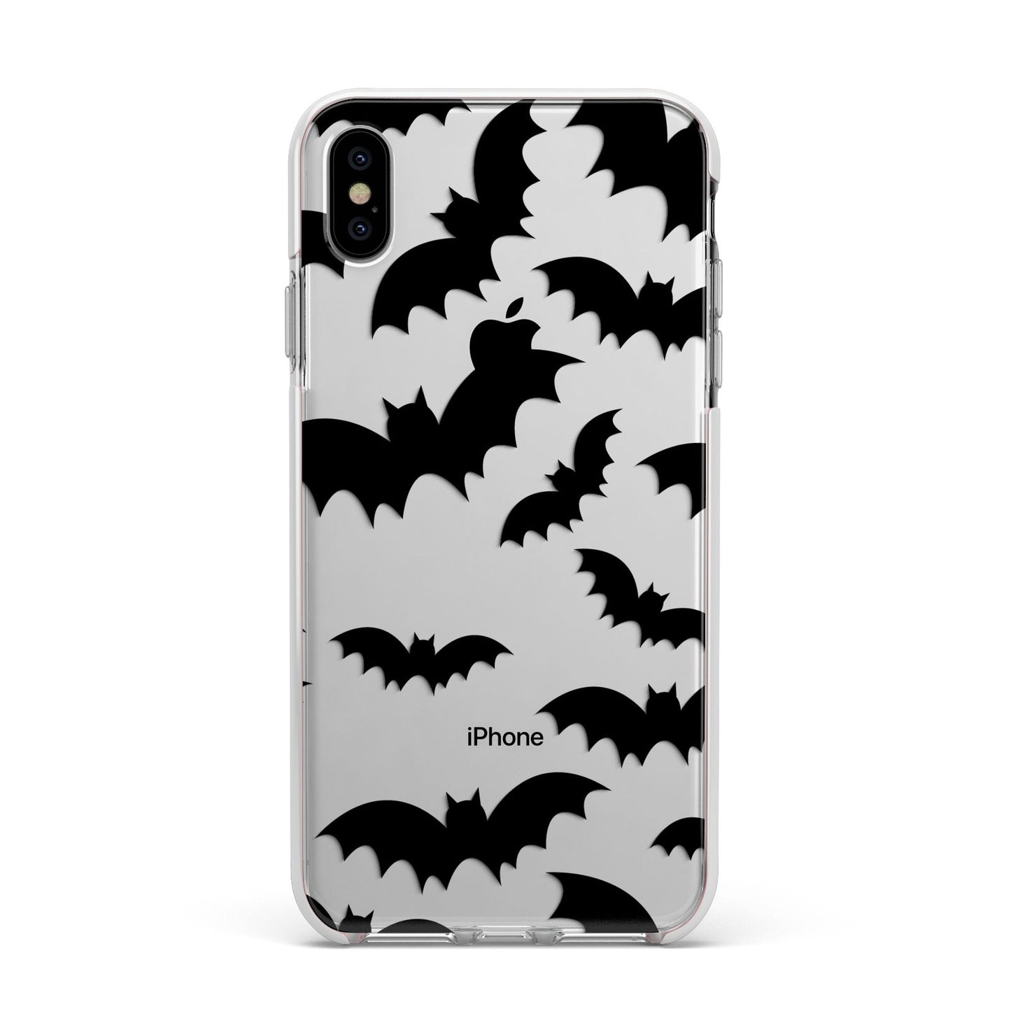 Bat Halloween Print Apple iPhone Xs Max Impact Case White Edge on Silver Phone