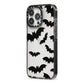 Bat Halloween Print iPhone 13 Pro Black Impact Case Side Angle on Silver phone
