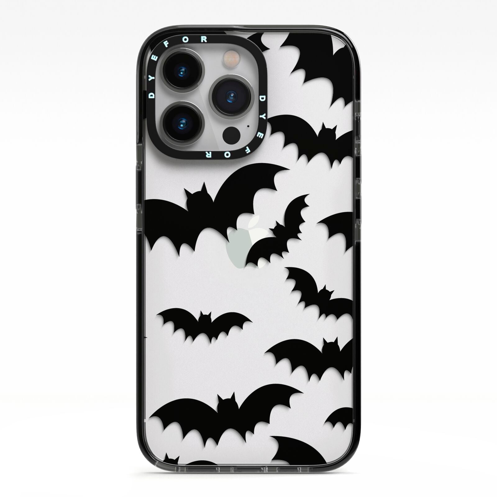 Bat Halloween Print iPhone 13 Pro Black Impact Case on Silver phone