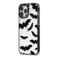Bat Halloween Print iPhone 13 Pro Max Black Impact Case Side Angle on Silver phone