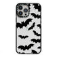 Bat Halloween Print iPhone 13 Pro Max Black Impact Case on Silver phone