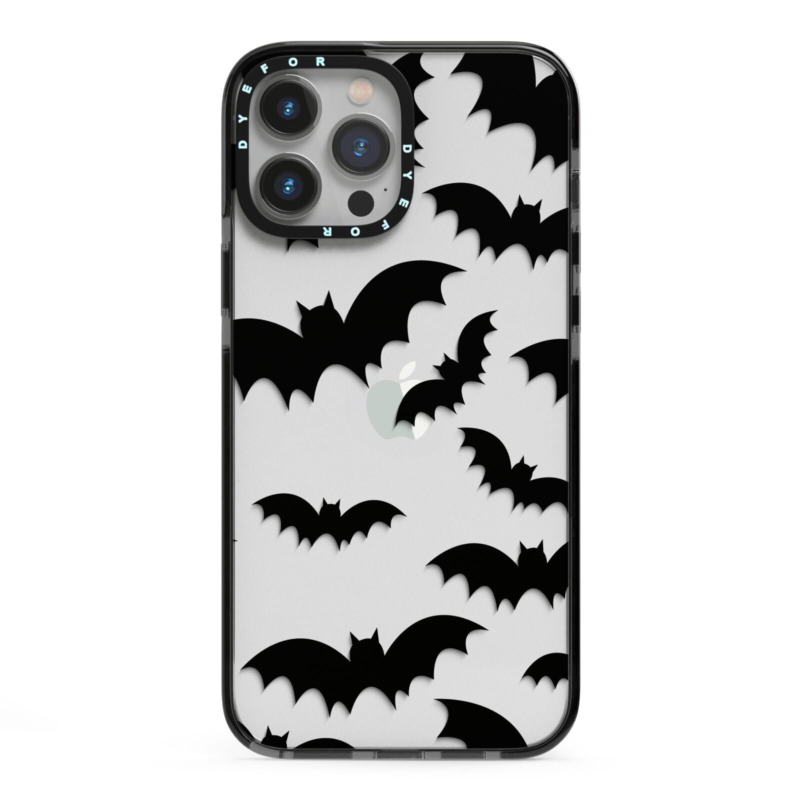 Bat Halloween Print iPhone 13 Pro Max Black Impact Case on Silver phone