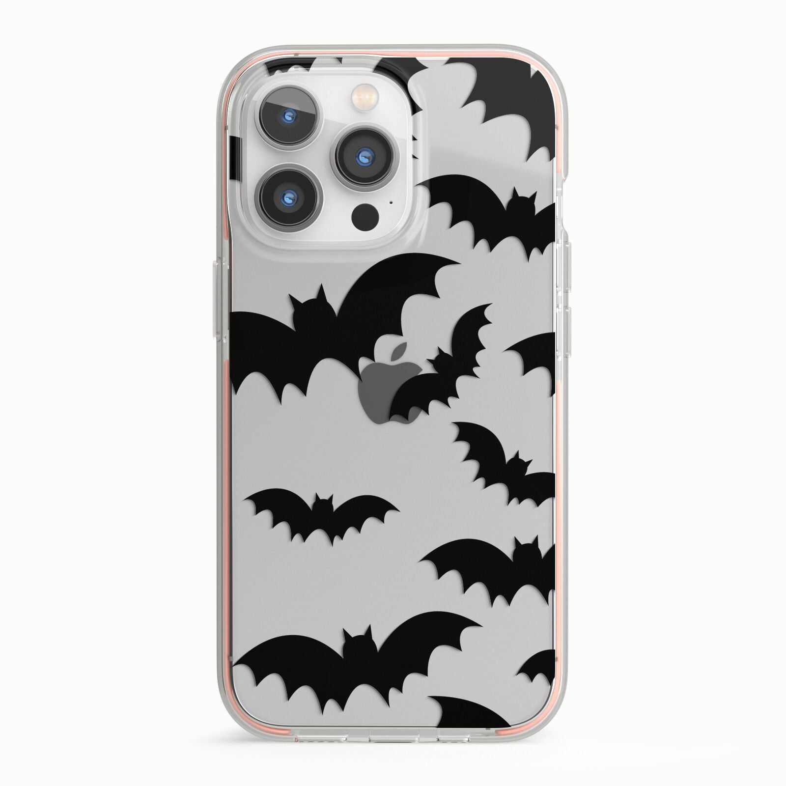 Bat Halloween Print iPhone 13 Pro TPU Impact Case with Pink Edges