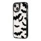 Bat Halloween Print iPhone 14 Black Impact Case Side Angle on Silver phone