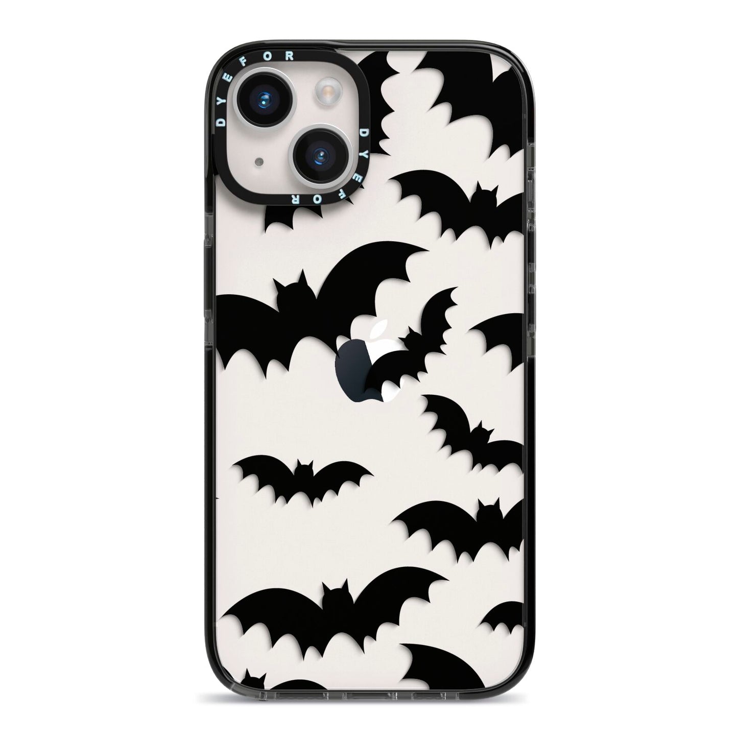 Bat Halloween Print iPhone 14 Black Impact Case on Silver phone