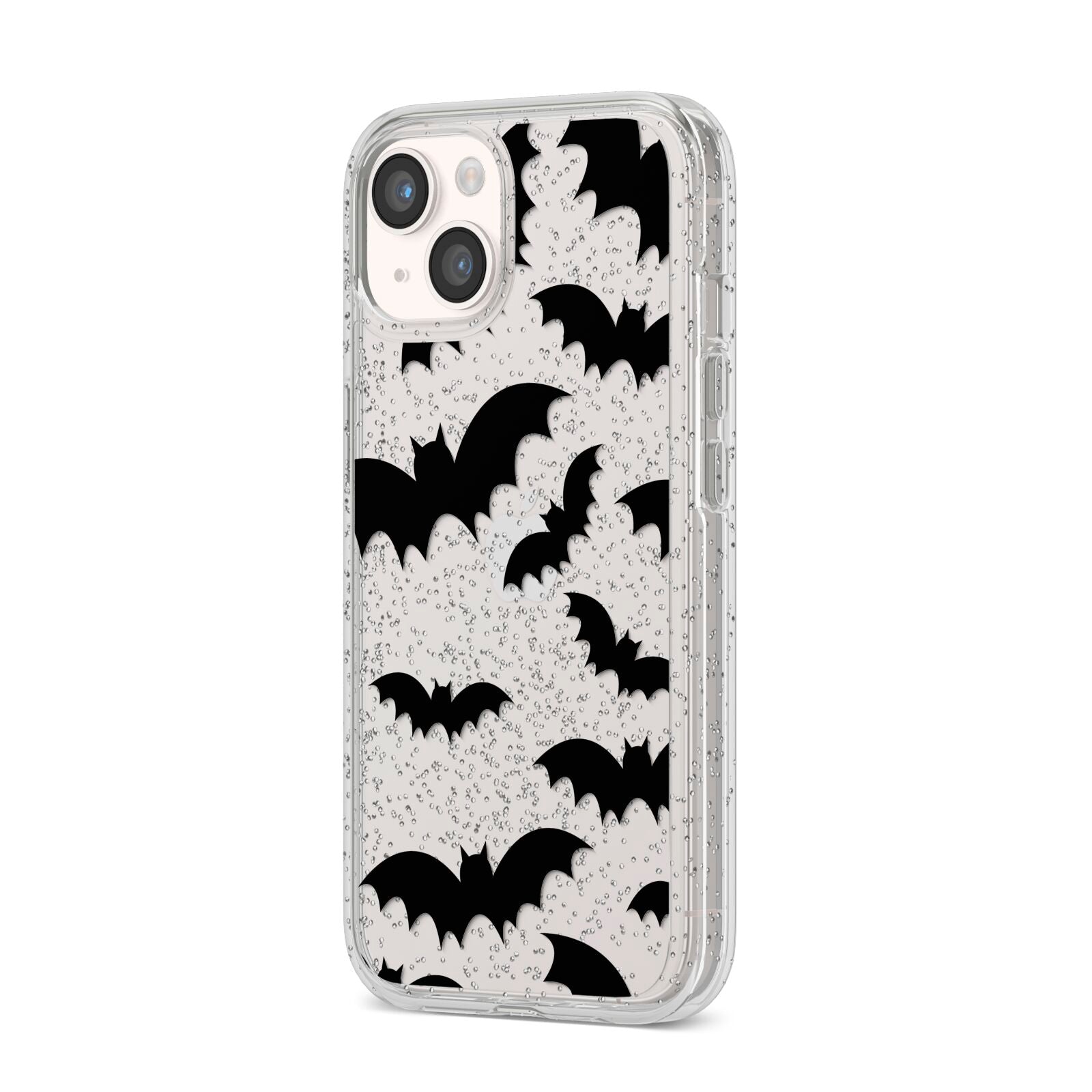 Bat Halloween Print iPhone 14 Glitter Tough Case Starlight Angled Image