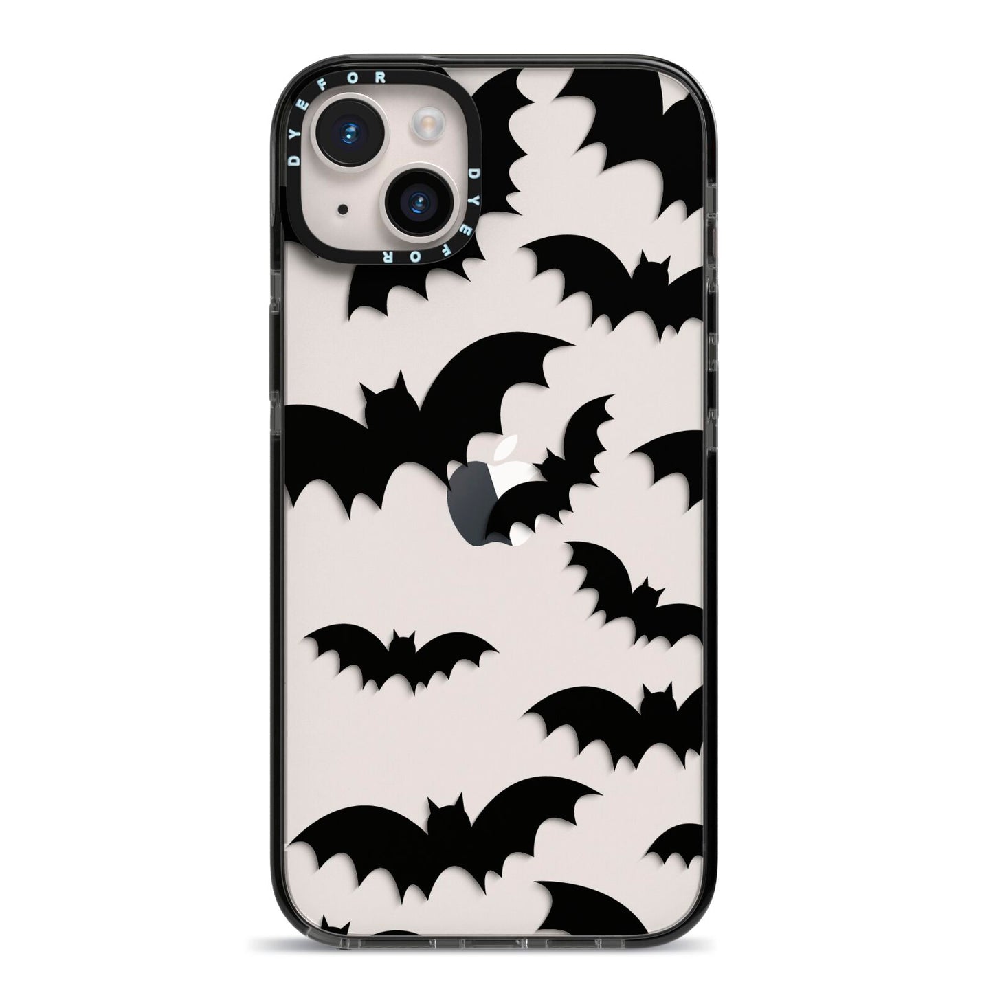 Bat Halloween Print iPhone 14 Plus Black Impact Case on Silver phone