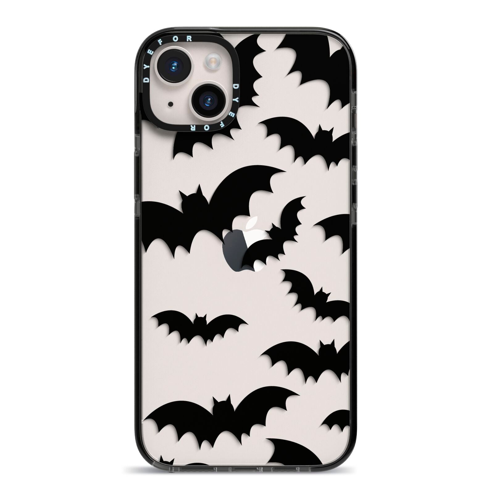 Bat Halloween Print iPhone 14 Plus Black Impact Case on Silver phone