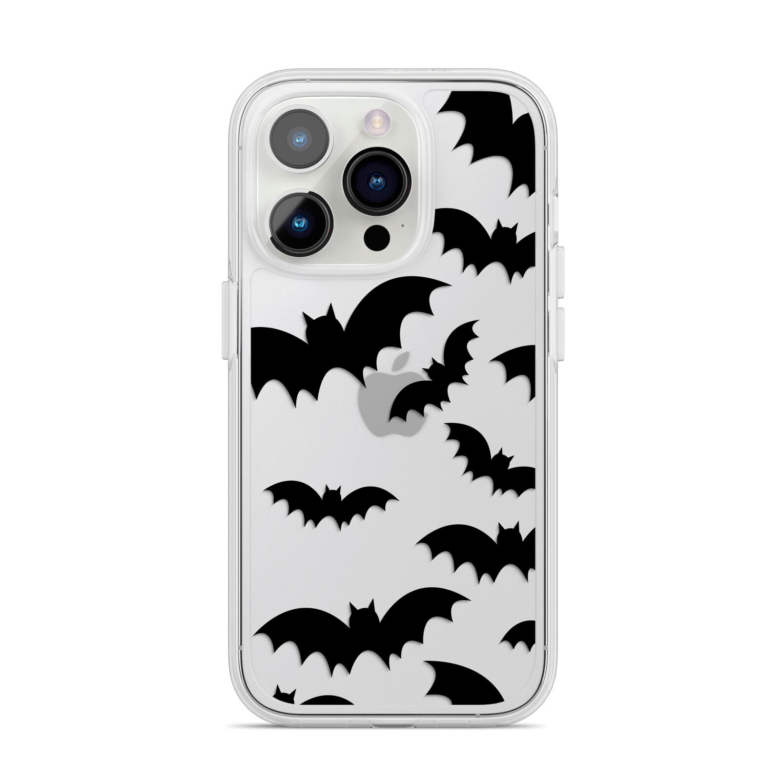 Bat Halloween Print iPhone 14 Pro Clear Tough Case Silver