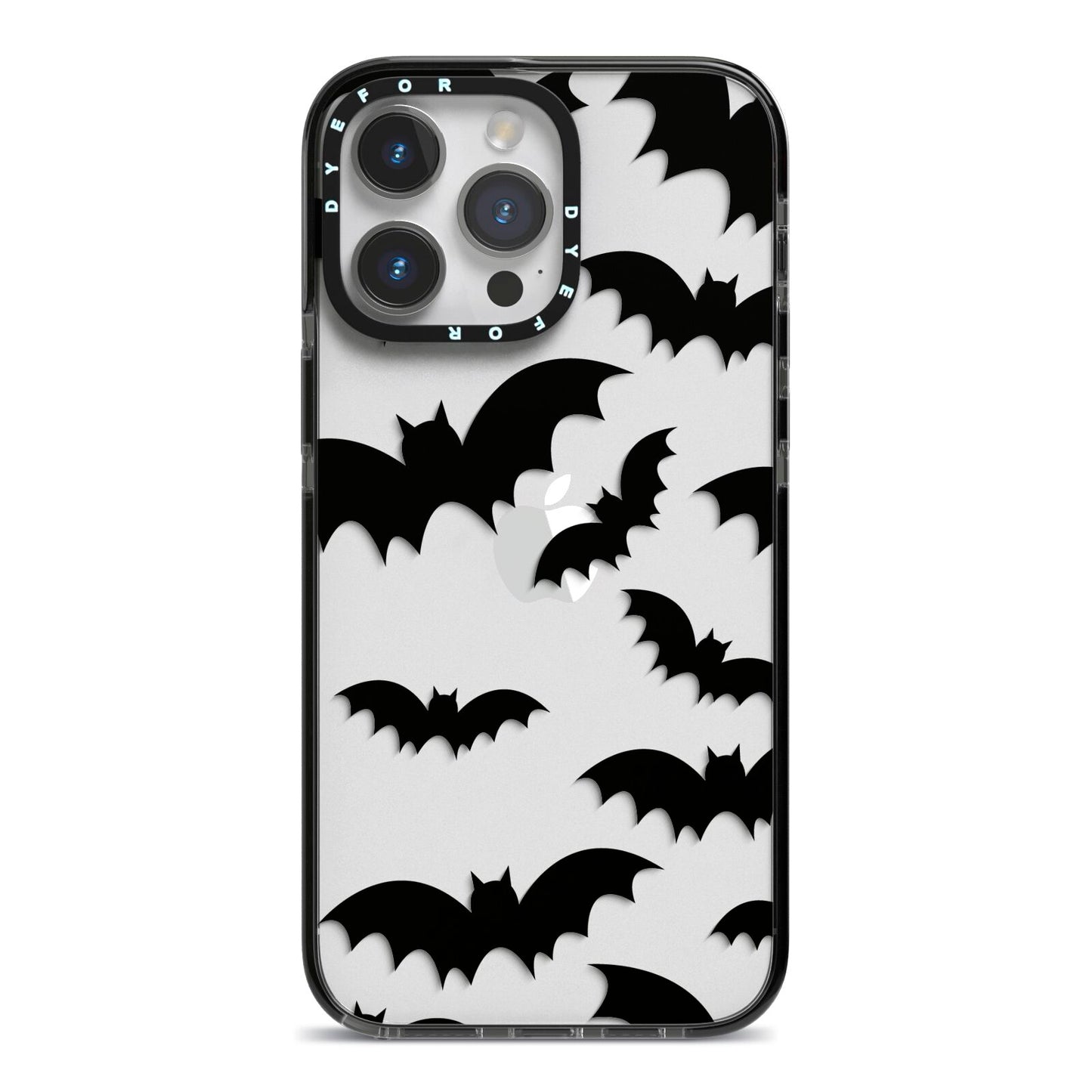 Bat Halloween Print iPhone 14 Pro Max Black Impact Case on Silver phone
