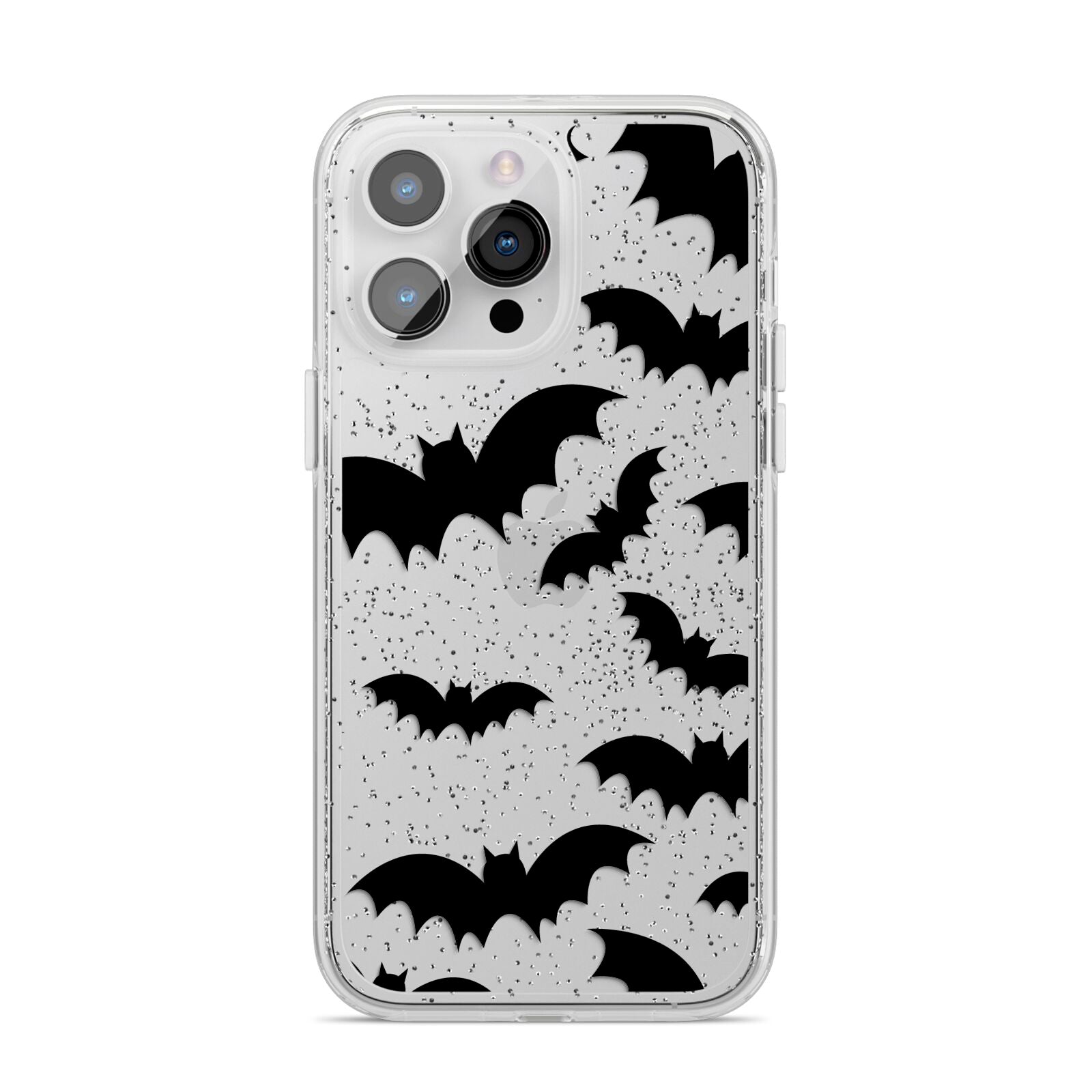 Bat Halloween Print iPhone 14 Pro Max Glitter Tough Case Silver